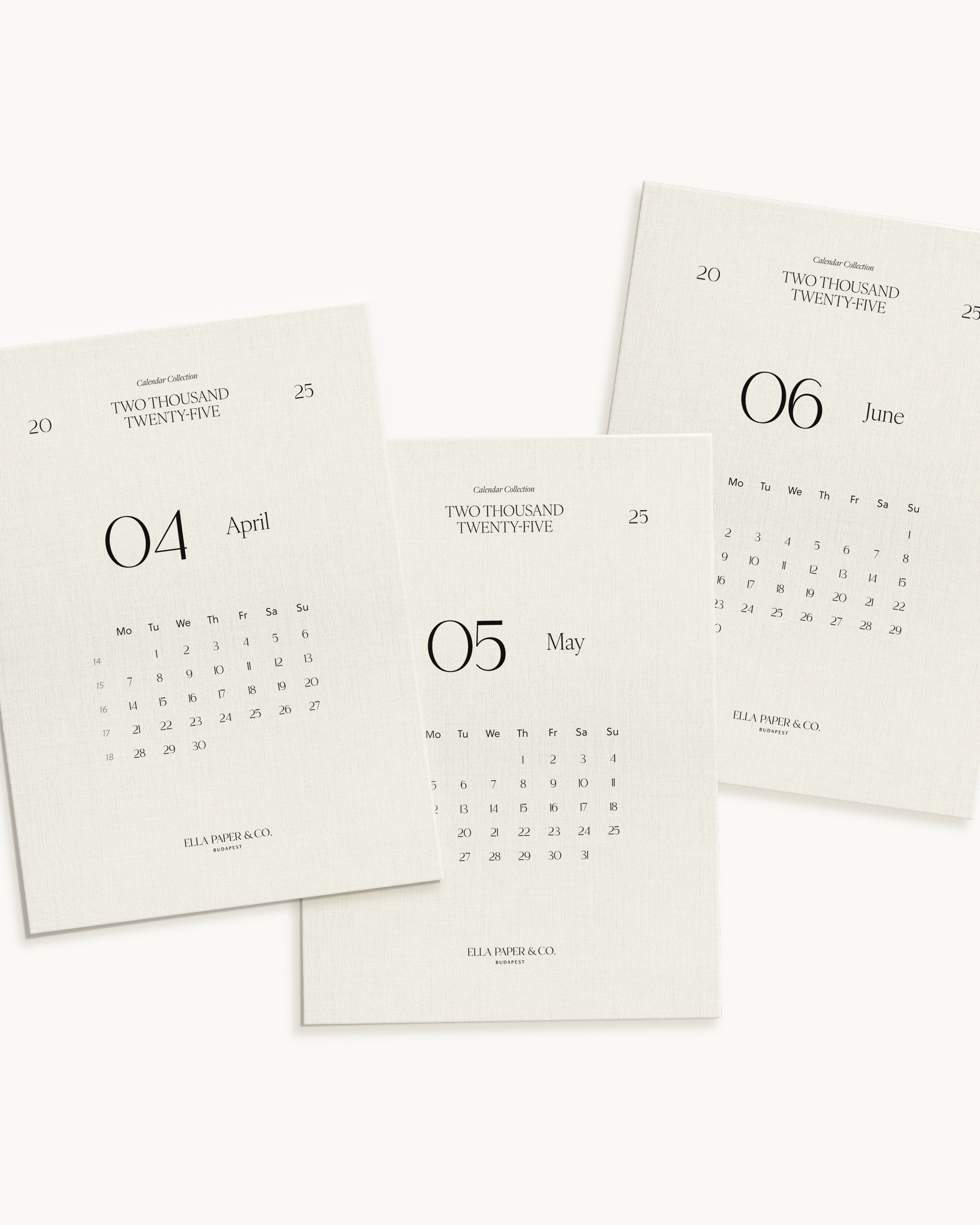 2025 Q2 Monthly Calendar Cards