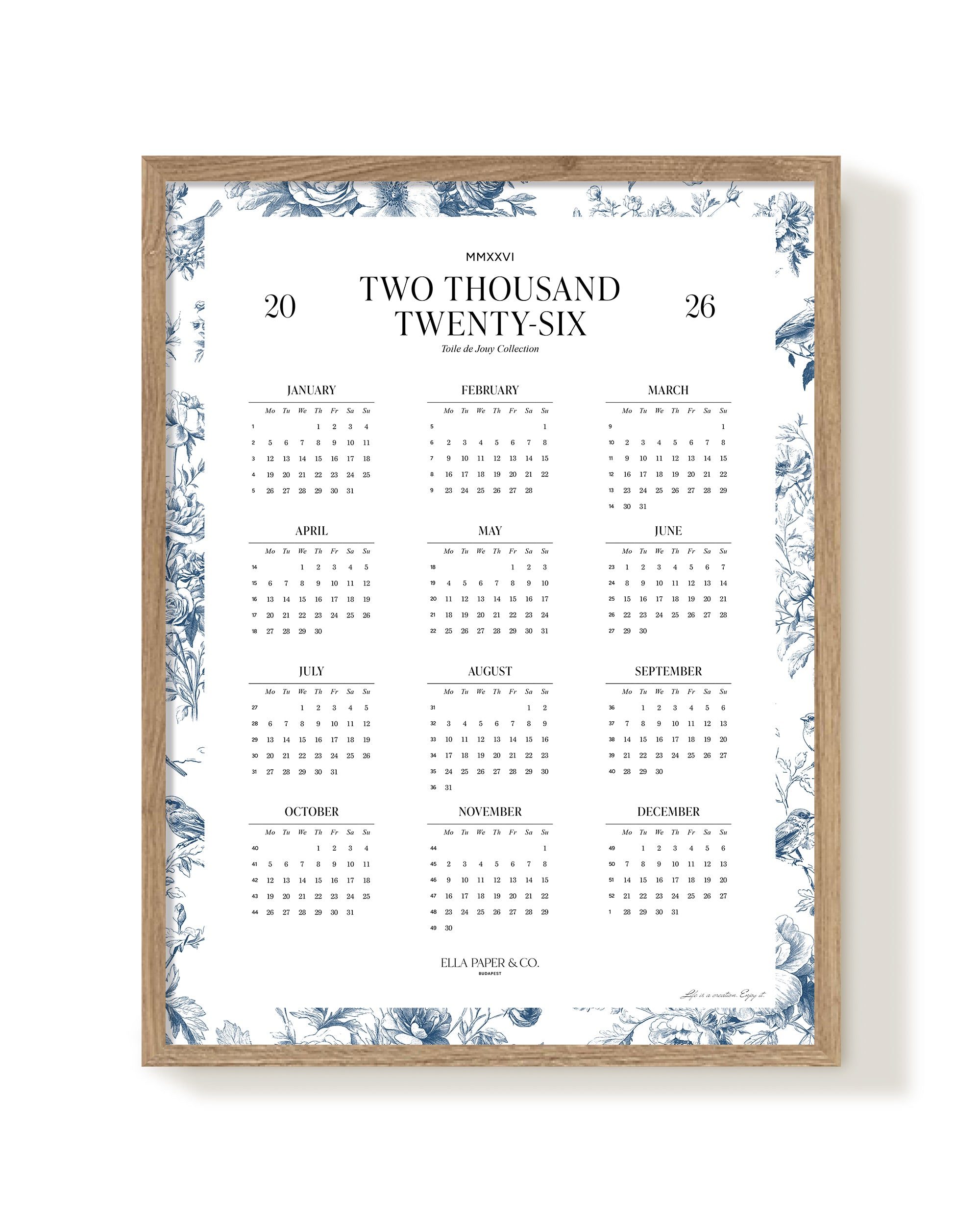 2026 Naptárposzter Toile de Jouy - CLASSIC BLUE