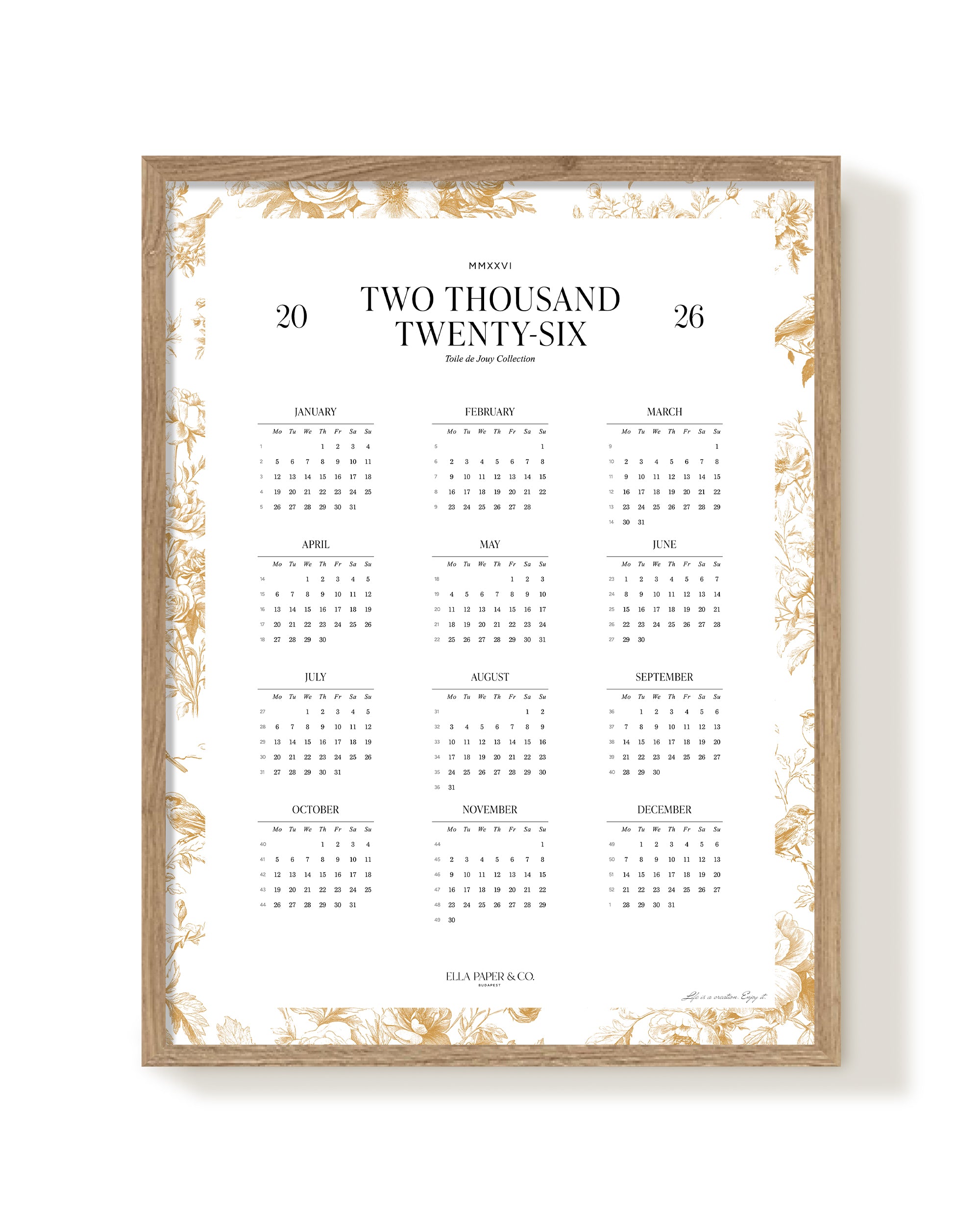 2026 Naptárposzter Toile de Jouy - COGNAC BROWN