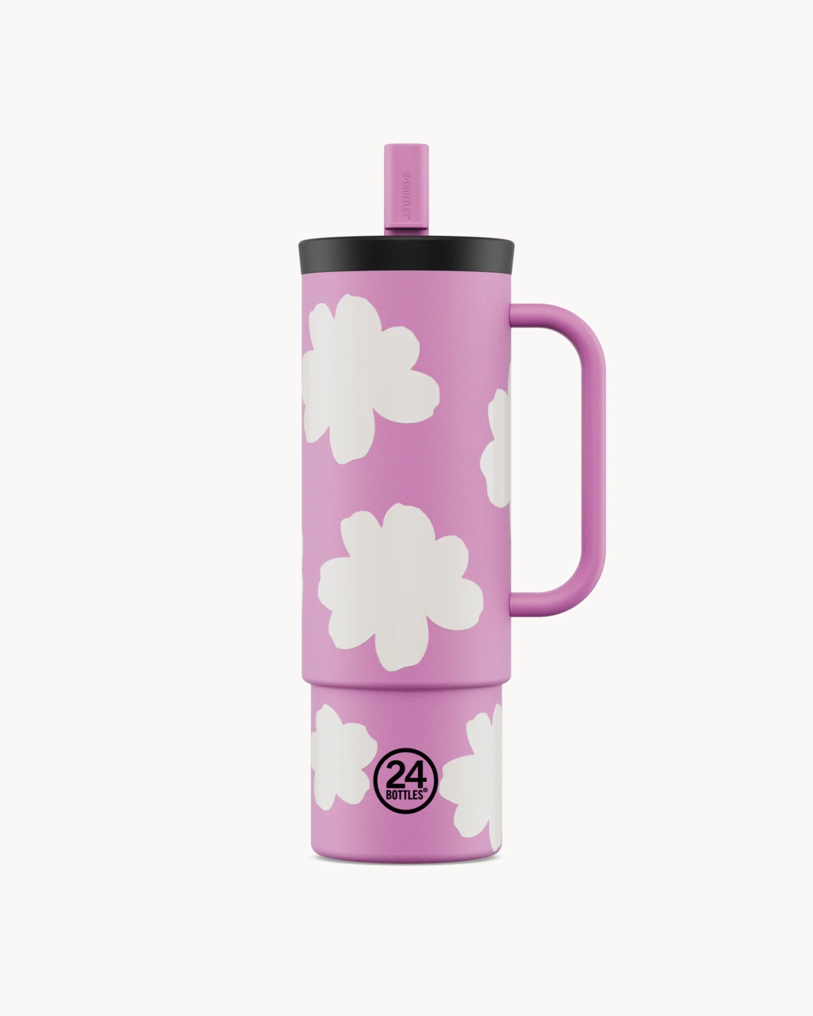 24Bottles Straw Cup 800 ml rozsdamentes acél bögre szívószállal - Daydreaming Pink