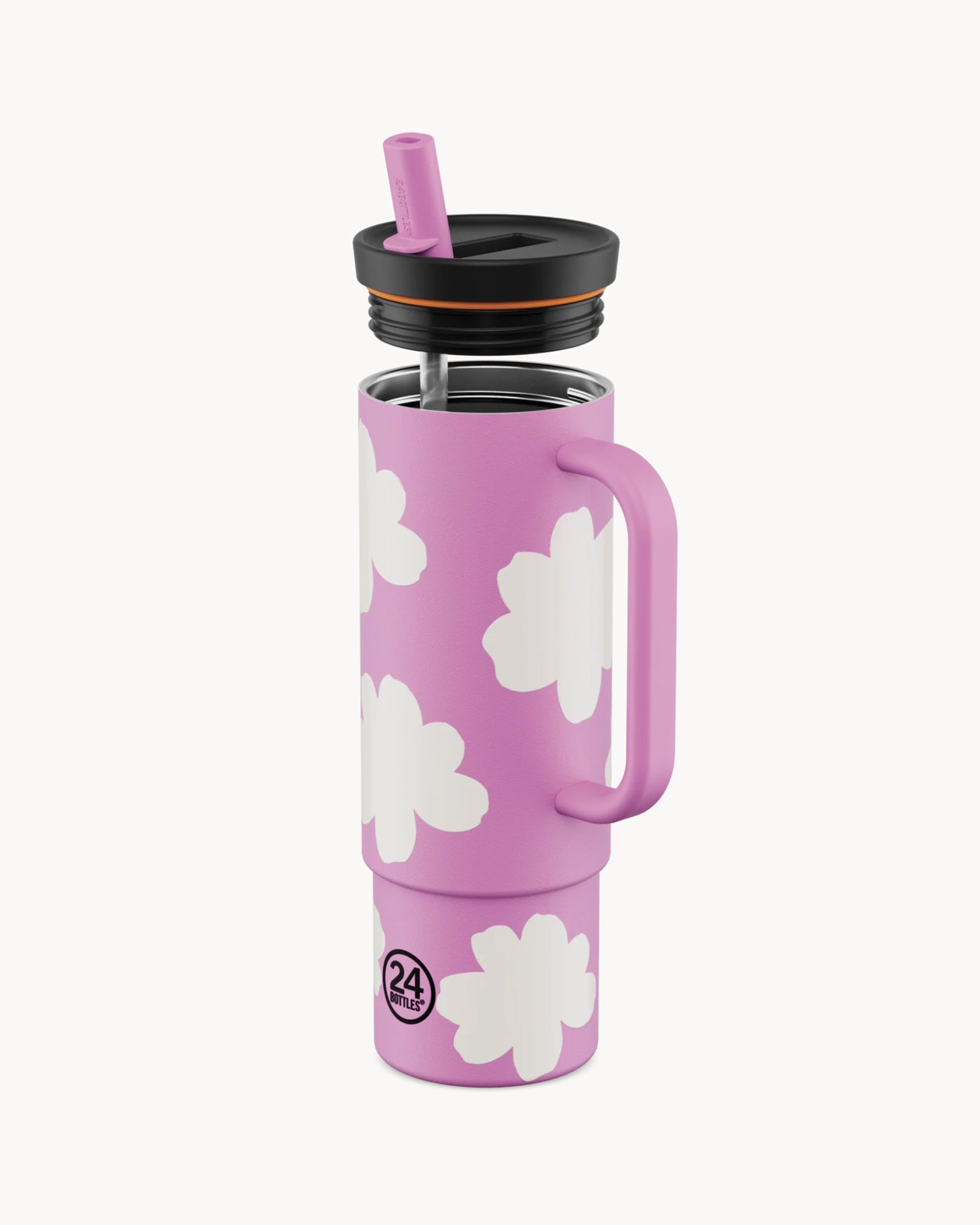 24Bottles Straw Cup 800 ml rozsdamentes acél bögre szívószállal - Daydreaming Pink