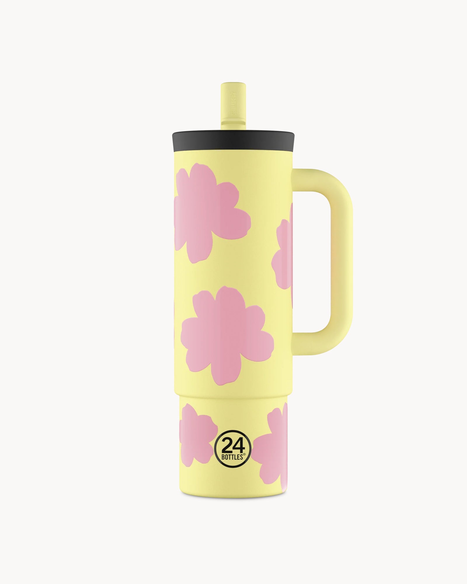 24Bottles Straw Cup 800 ml rozsdamentes acél bögre szívószállal - Daydreaming Yellow