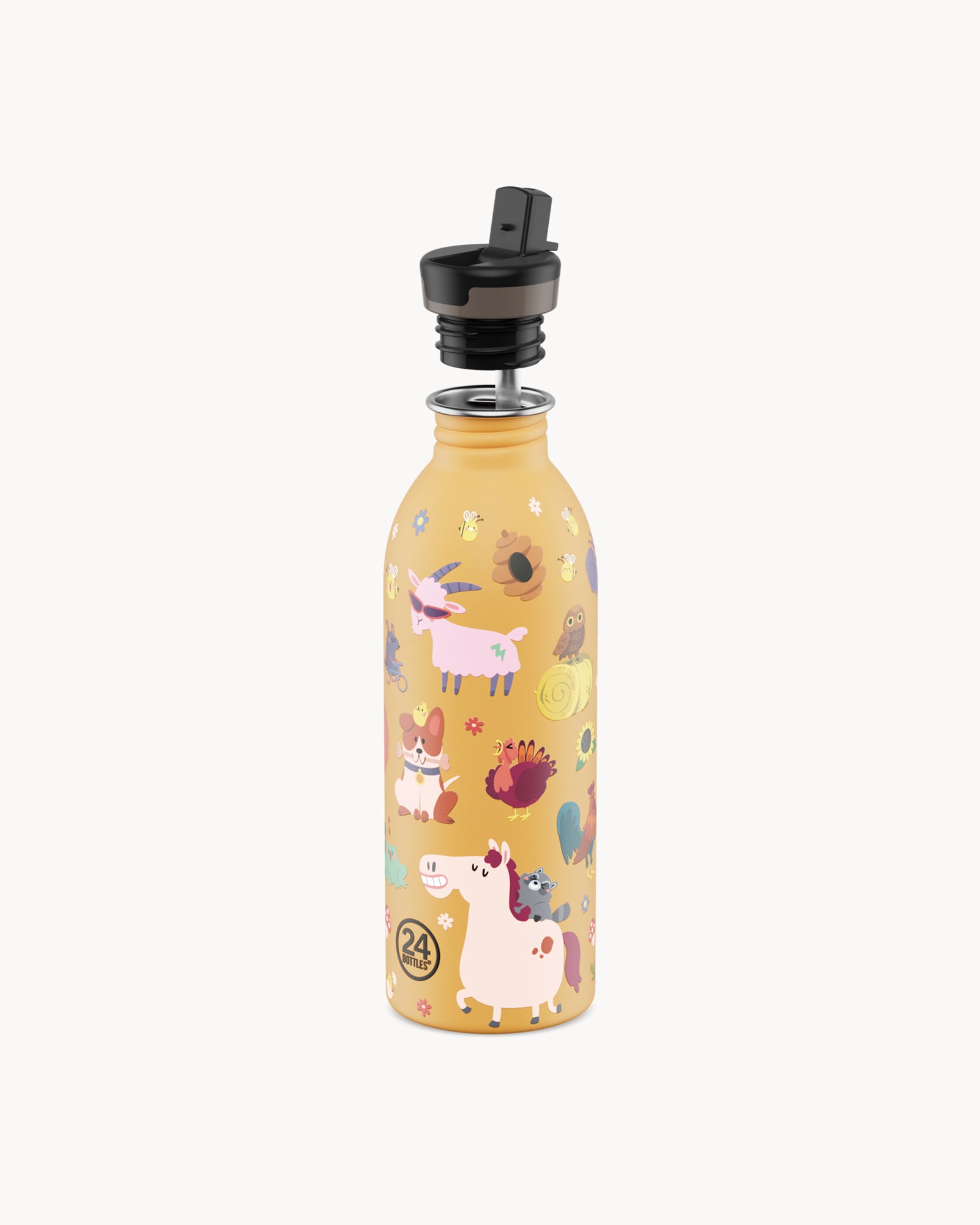 24Bottles Kids 500 ml rozsdamentes acél kulacs szívószálas kupakkal - Farm Friends