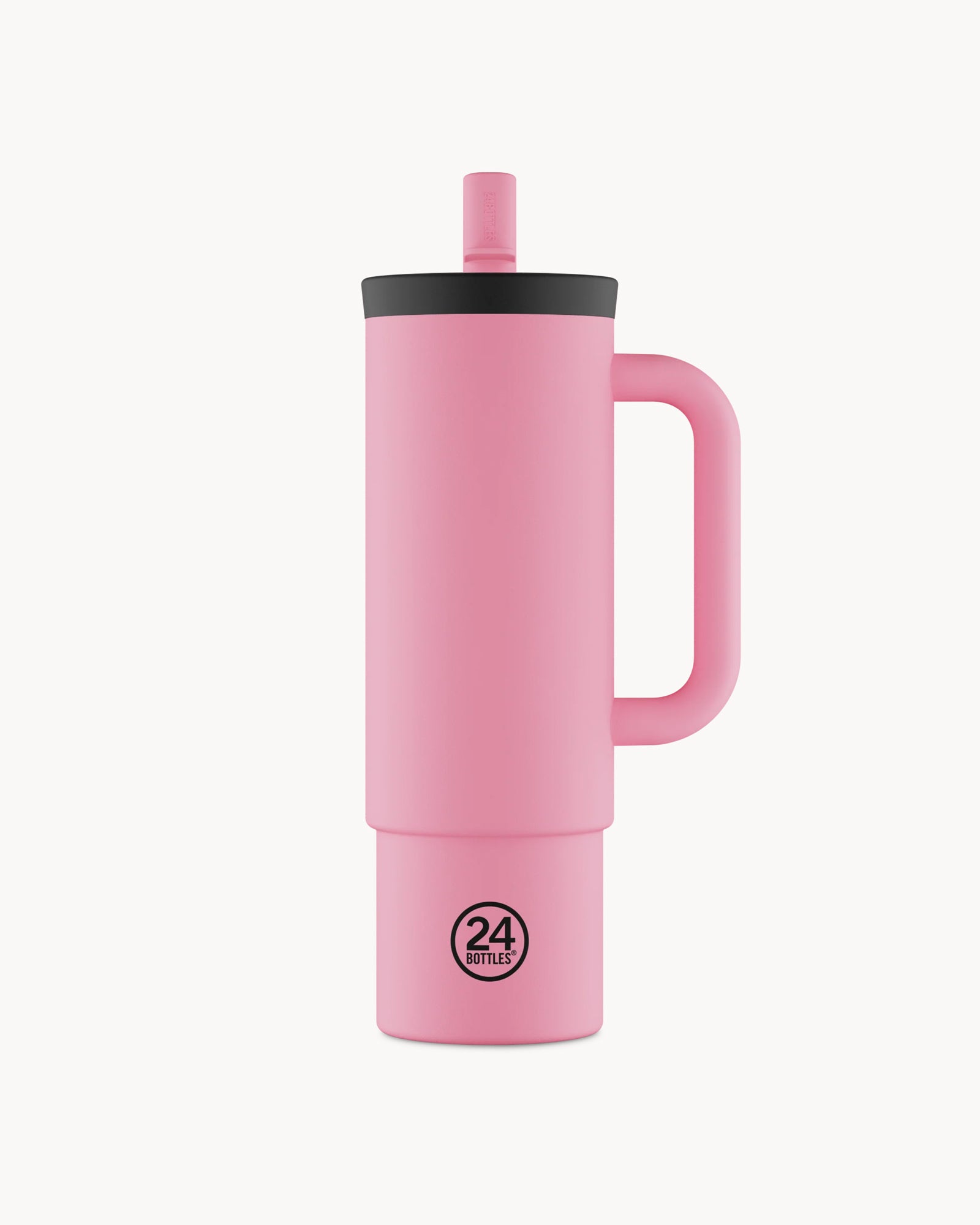 24Bottles Straw Cup 800 ml rozsdamentes acél bögre szívószállal - Flamingo