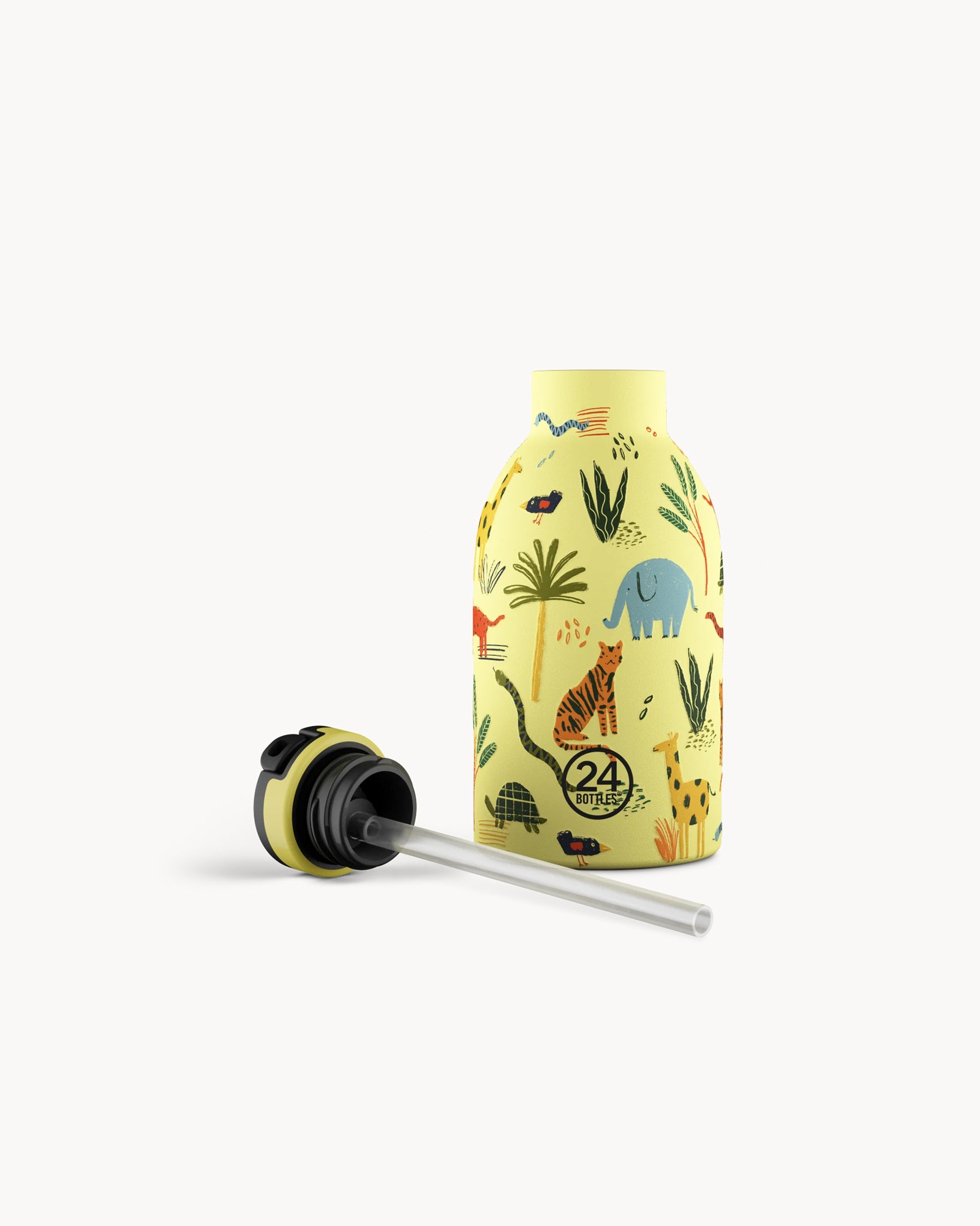 24Bottles Kids 330 ml rozsdamentes acél termosz szívószálas kupakkal - Jungle Friends
