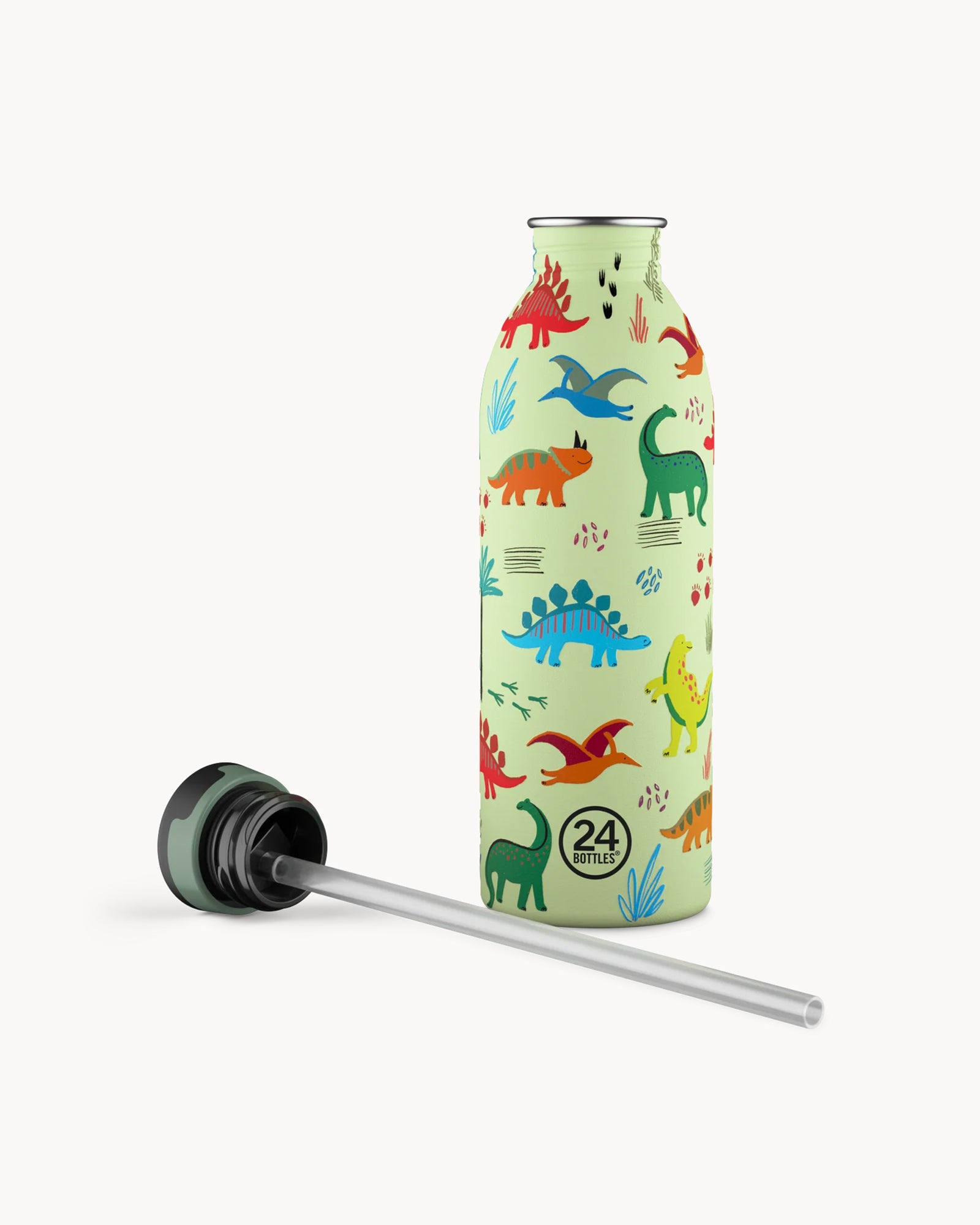 24Bottles Kids 500 ml rozsdamentes acél kulacs szívószálas kupakkal - Jurassic Friends