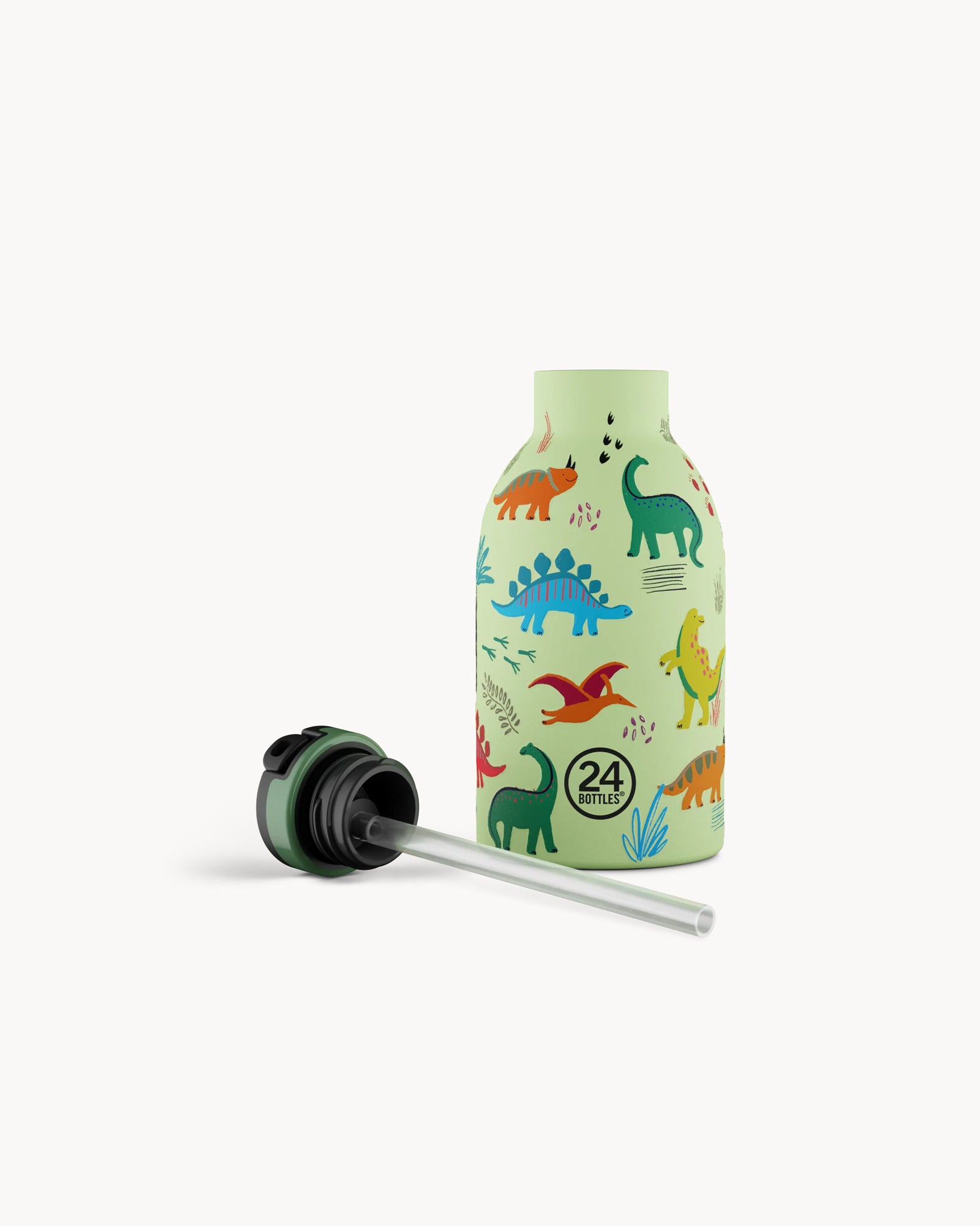 24Bottles Kids 330 ml rozsdamentes acél termosz szívószálas kupakkal - Jurassic Friends