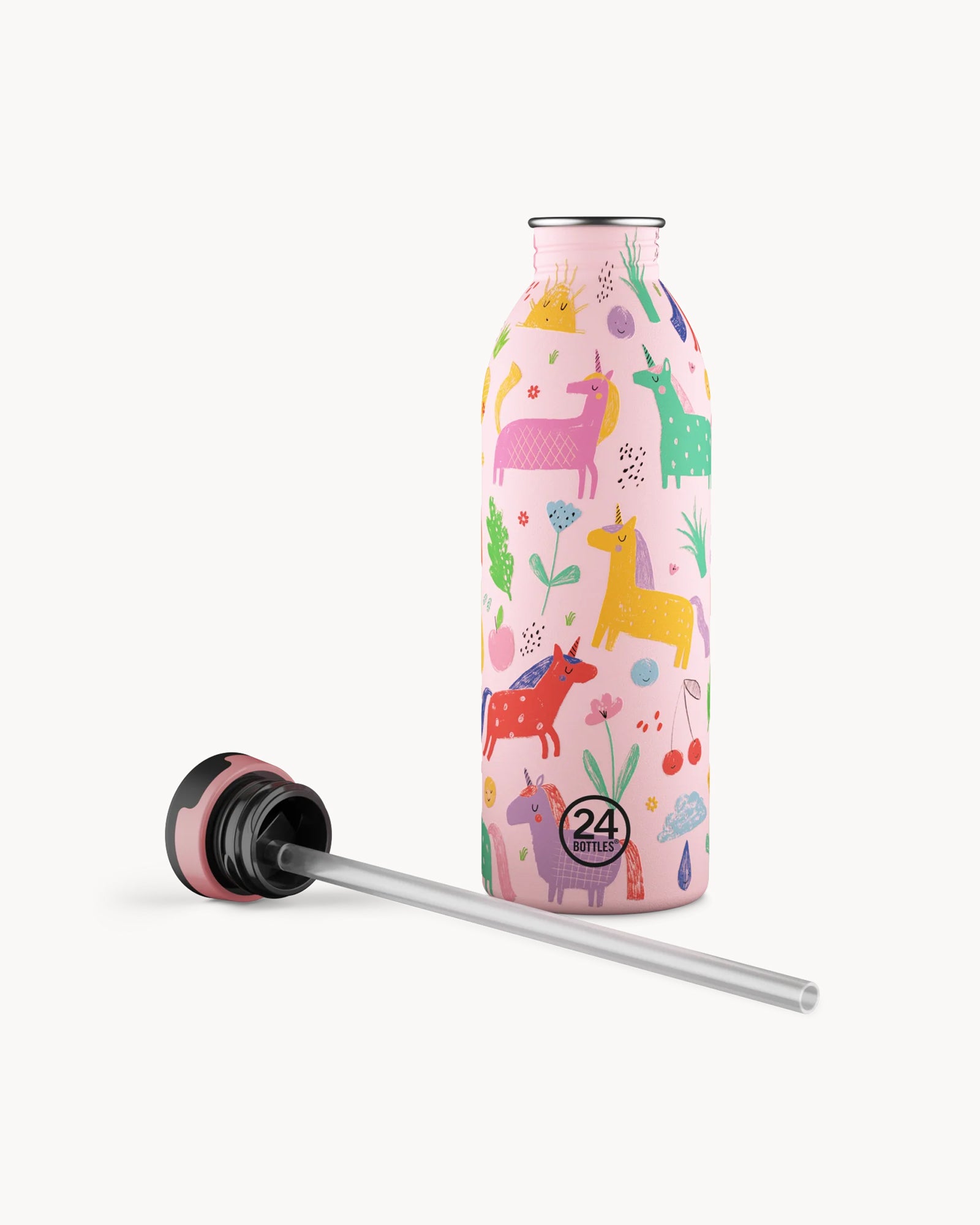 24Bottles Kids 500 ml rozsdamentes acél kulacs szívószálas kupakkal - Magic Friends
