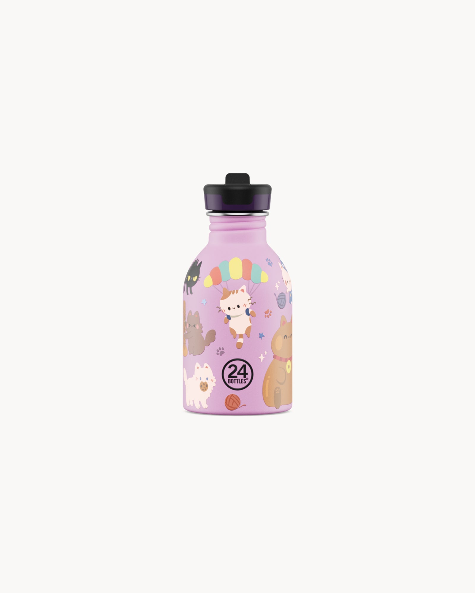 24Bottles Kids 250 ml rozsdamentes acél kulacs szívószálas kupakkal - Meow Friends