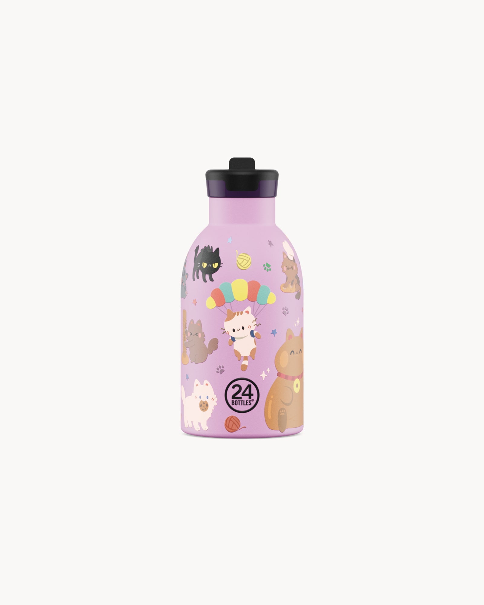 24Bottles Kids 330 ml rozsdamentes acél termosz szívószálas kupakkal - Meow Friends