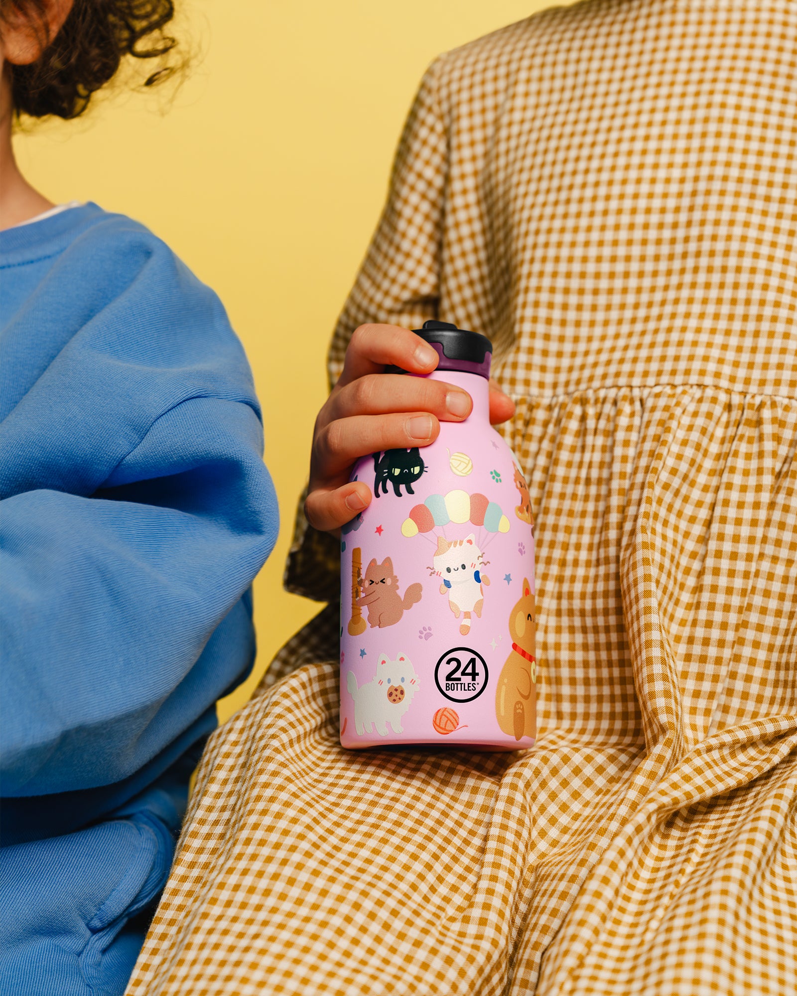 24Bottles Kids 330 ml rozsdamentes acél termosz szívószálas kupakkal - Meow Friends