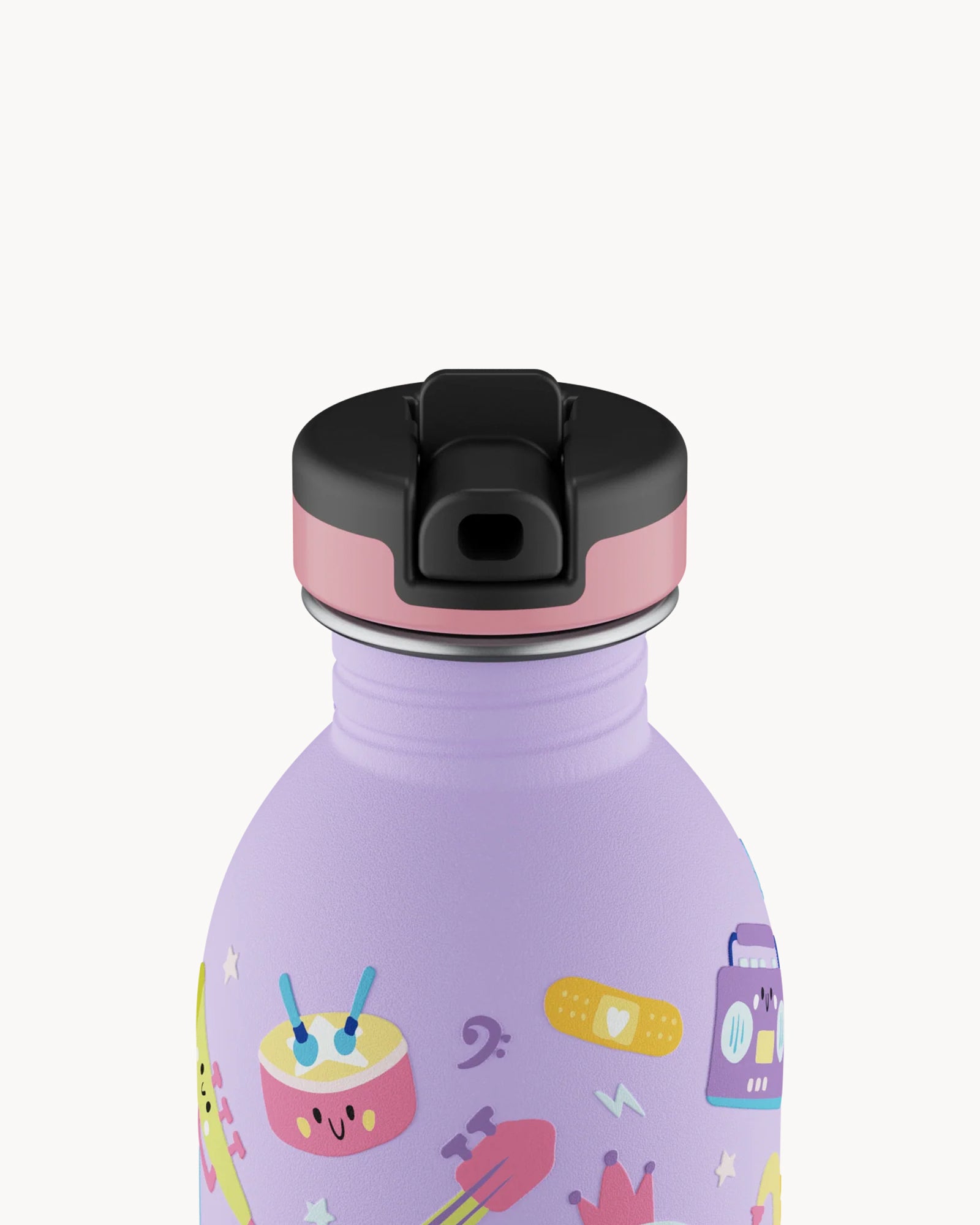 24Bottles Kids 250 ml rozsdamentes acél kulacs szívószálas kupakkal - Music Friends