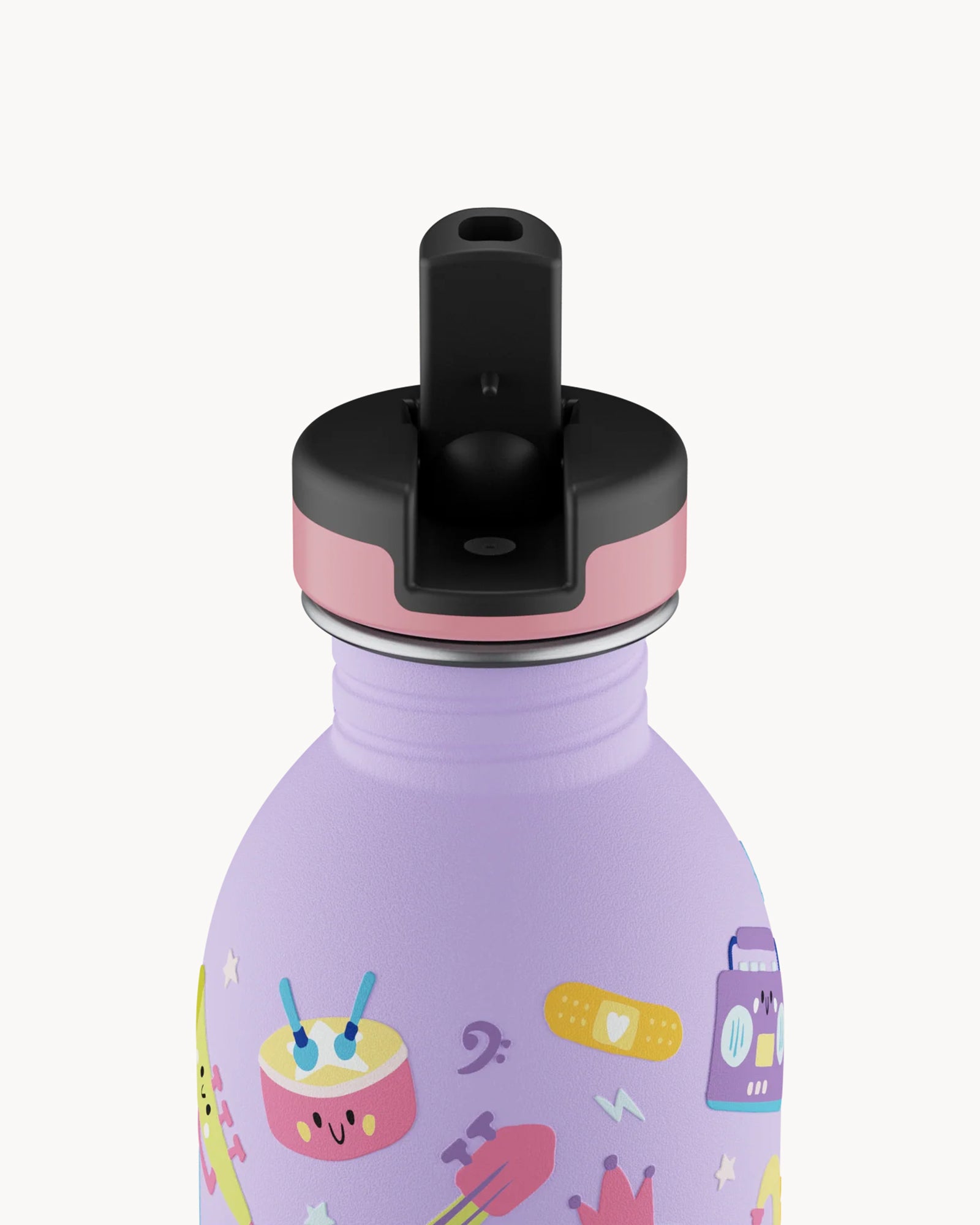 24Bottles Kids 250 ml rozsdamentes acél kulacs szívószálas kupakkal - Music Friends