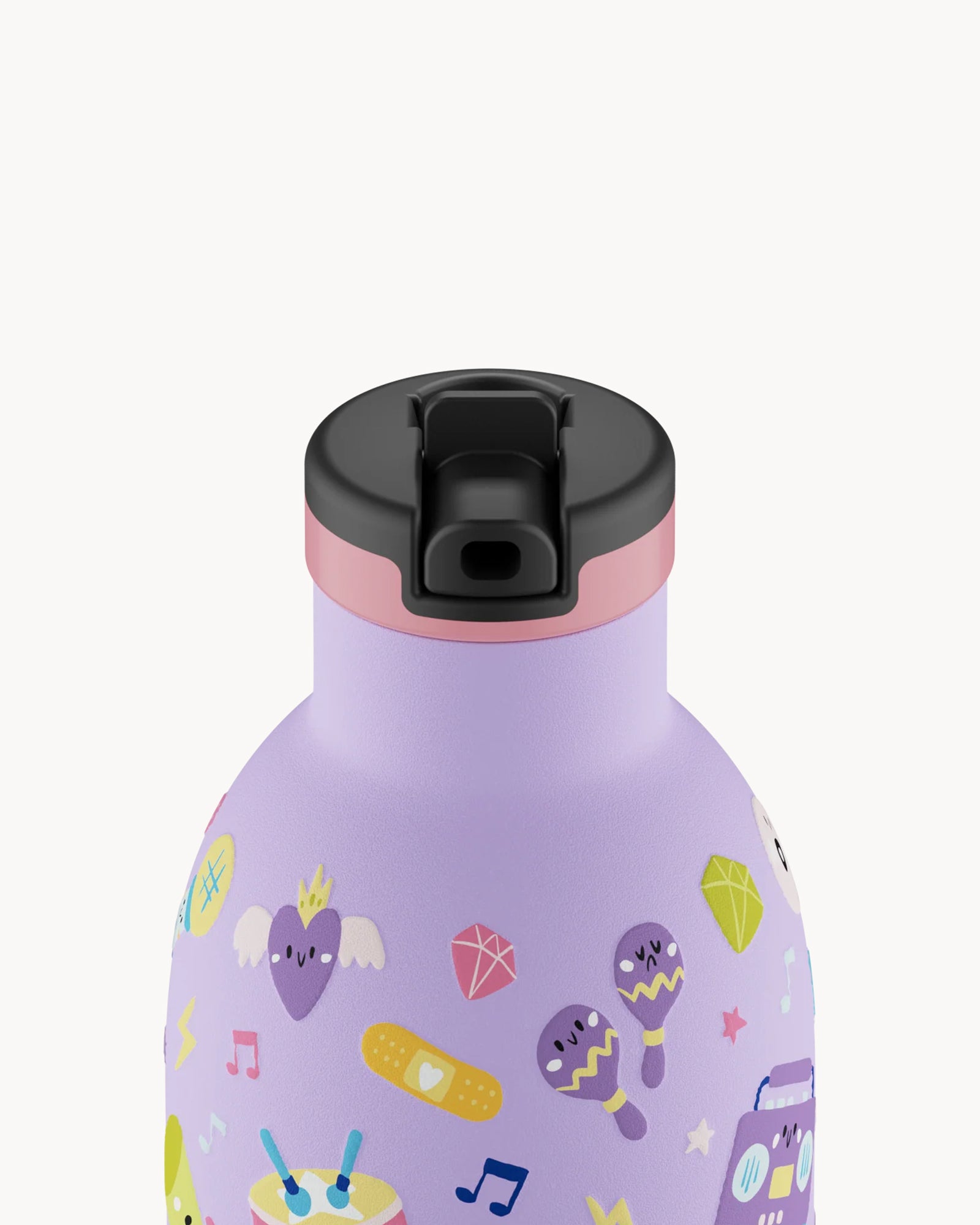 24Bottles Kids 330 ml rozsdamentes acél termosz szívószálas kupakkal - Music Friends