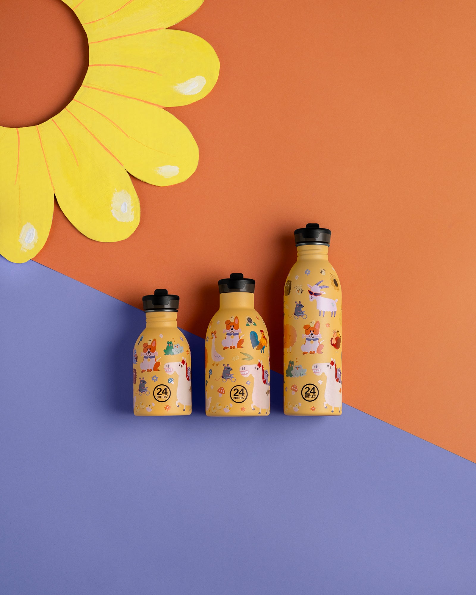 24Bottles Kids 330 ml rozsdamentes acél termosz szívószálas kupakkal - Farm Friends