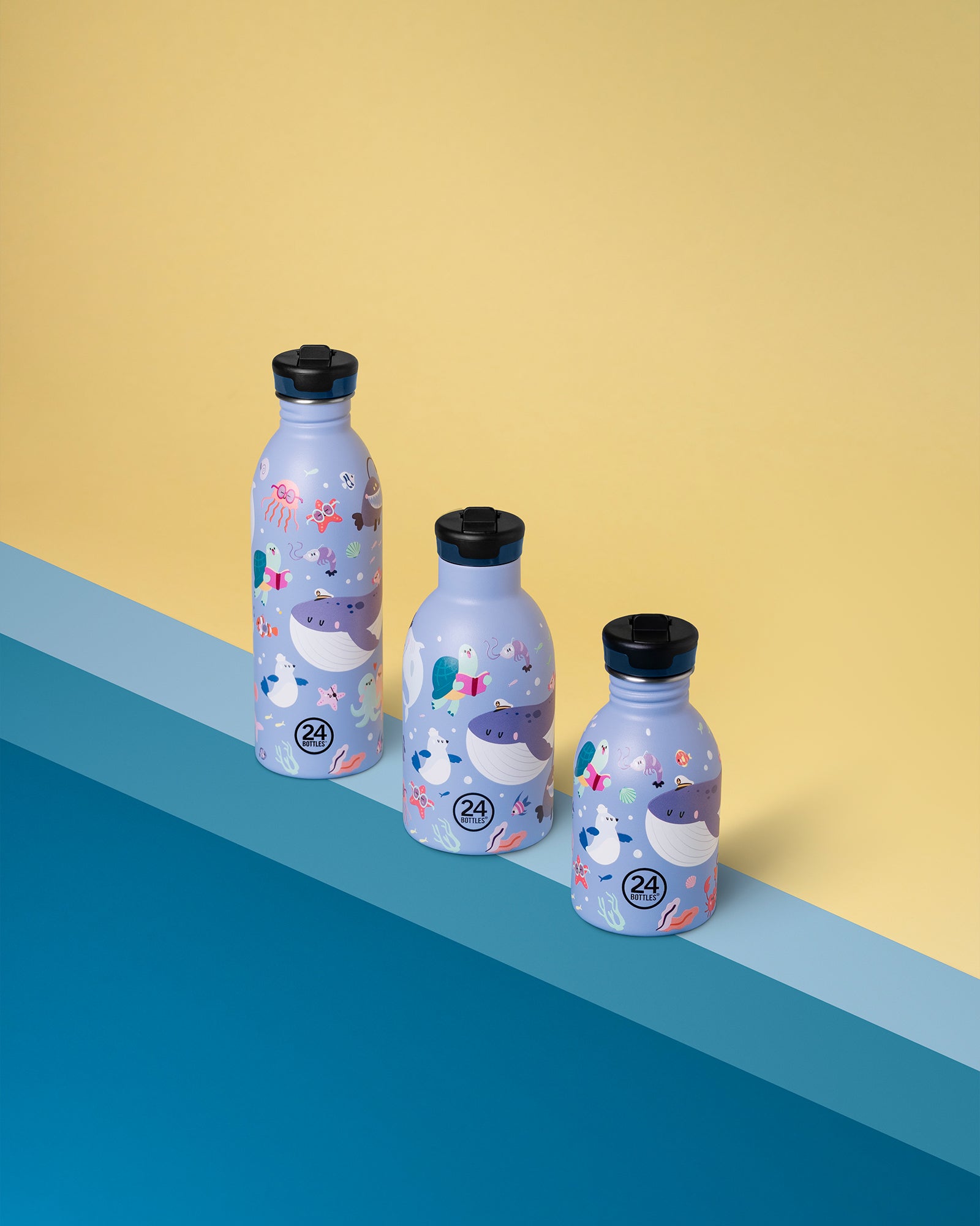 24Bottles Kids 330 ml rozsdamentes acél termosz szívószálas kupakkal - Ocean Friends