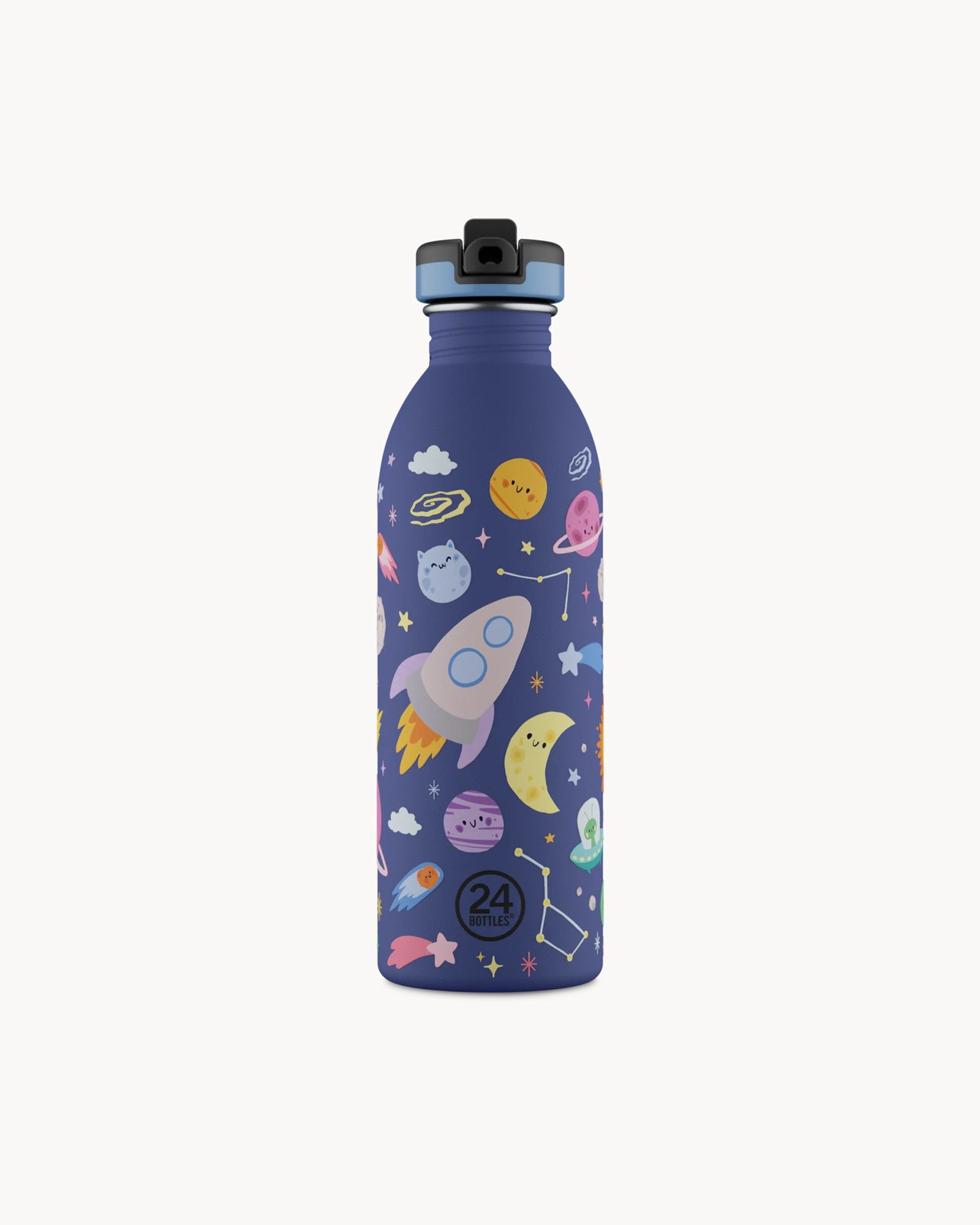 24Bottles Kids 500 ml rozsdamentes acél kulacs szívószálas kupakkal - Space Friends