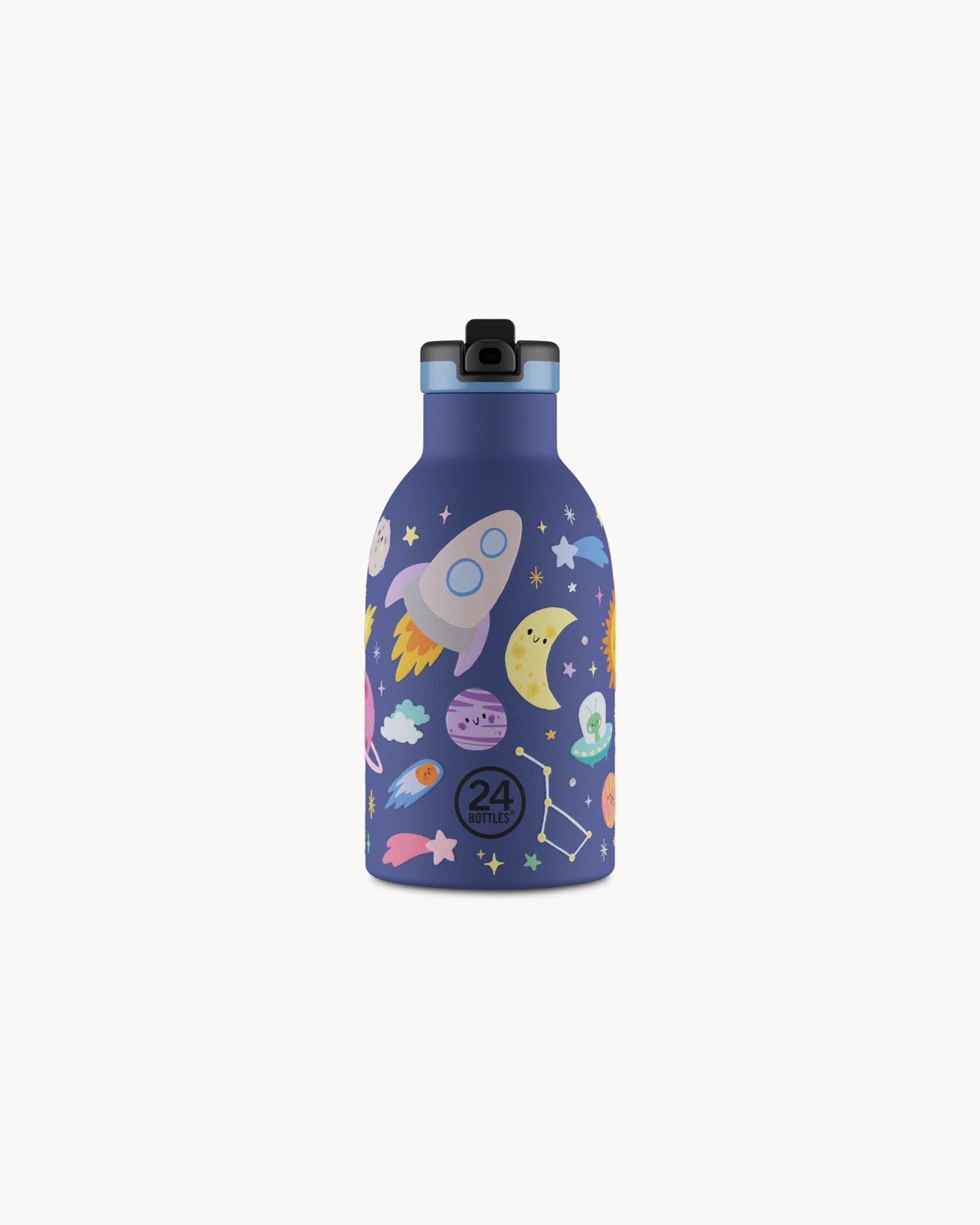 24Bottles Kids 330 ml rozsdamentes acél termosz szívószálas kupakkal - Space Friends