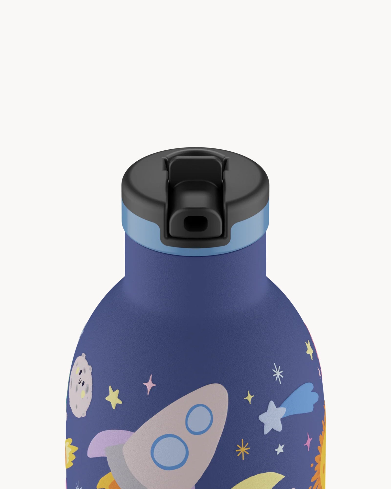 24Bottles Kids 330 ml rozsdamentes acél termosz szívószálas kupakkal - Space Friends