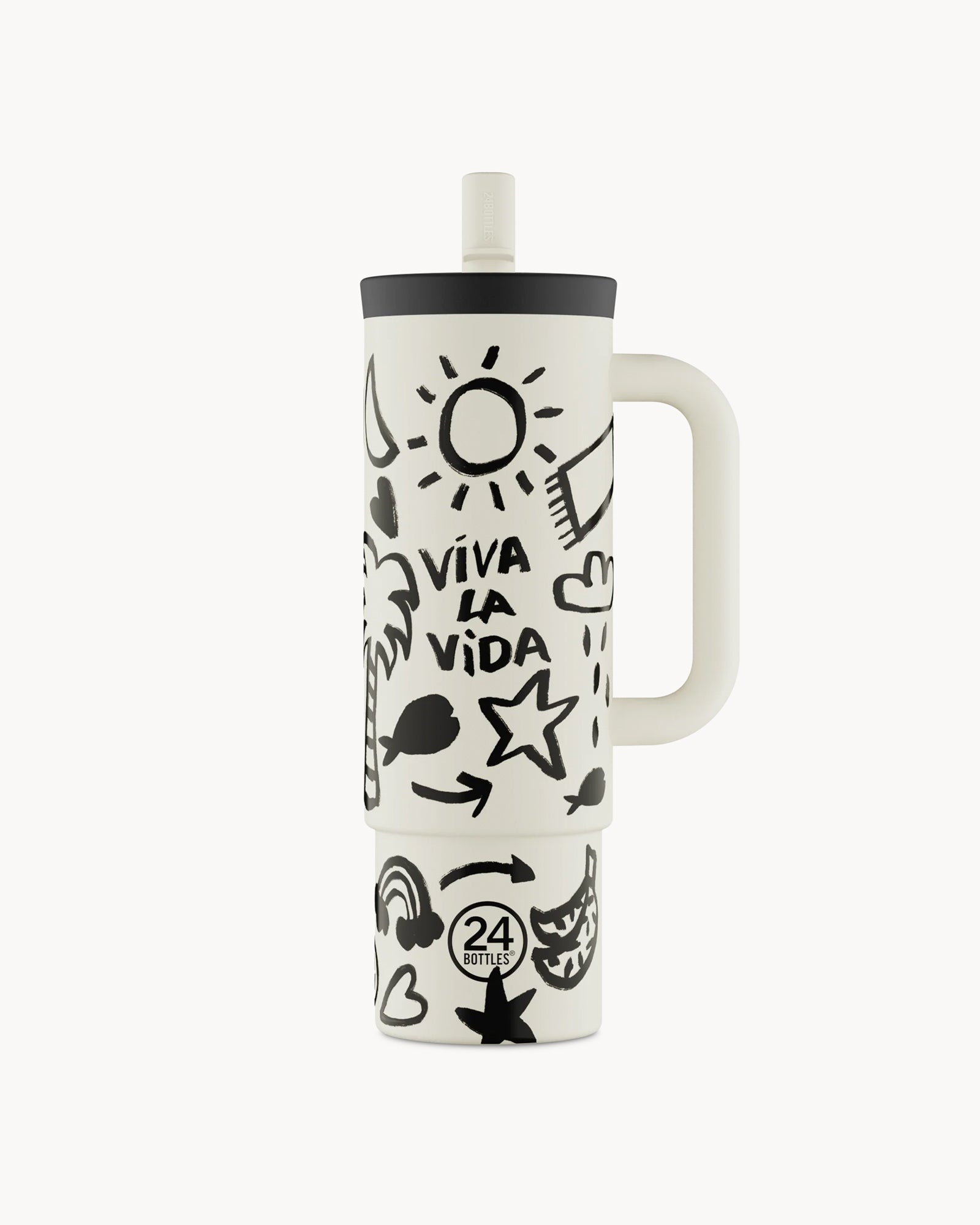 24Bottles Straw Cup 800 ml rozsdamentes acél bögre szívószállal - Viva La Vida