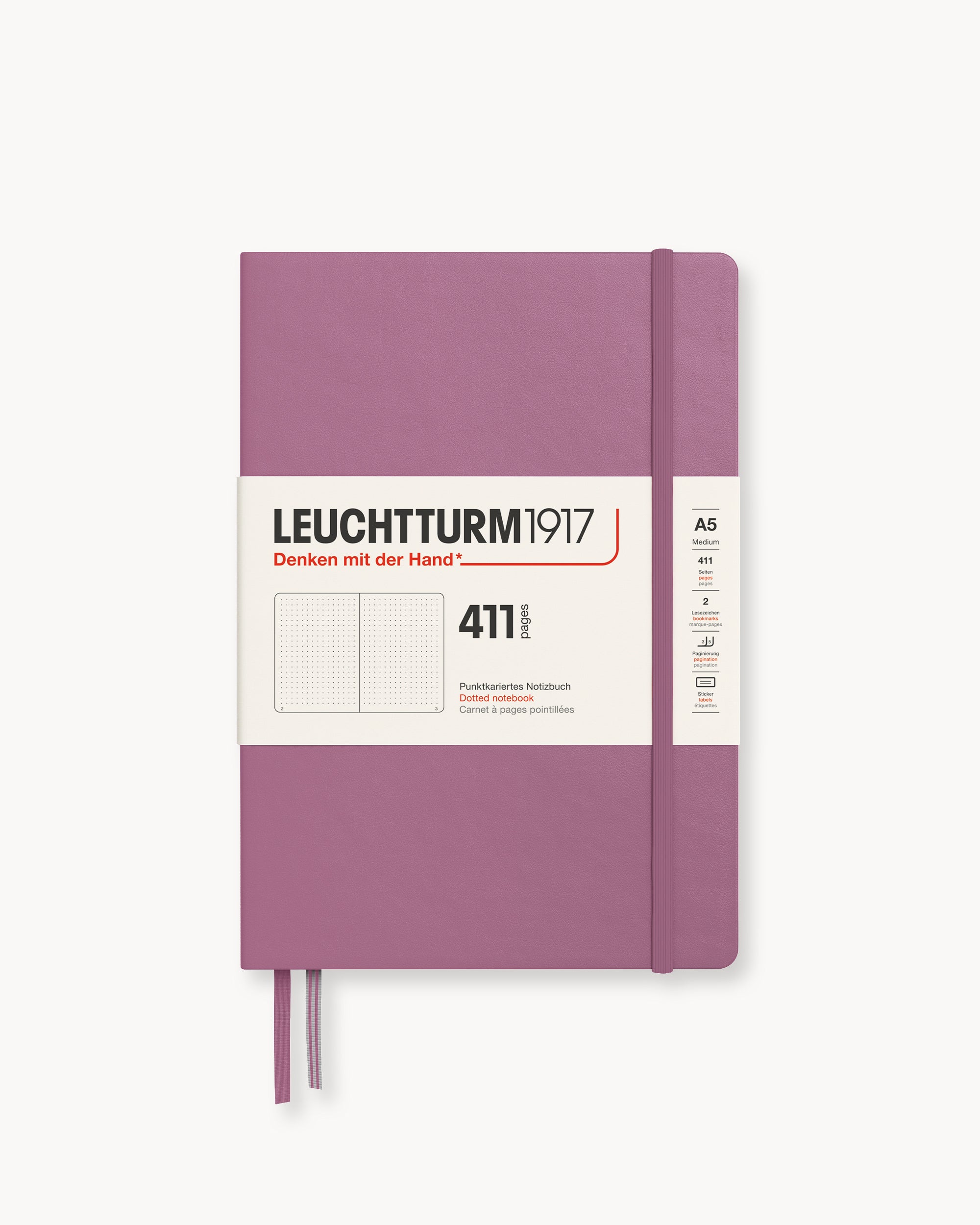 Leuchtturm1917 Notebook 411, pontozott lapos, Medium (A5) – Dusty Rose