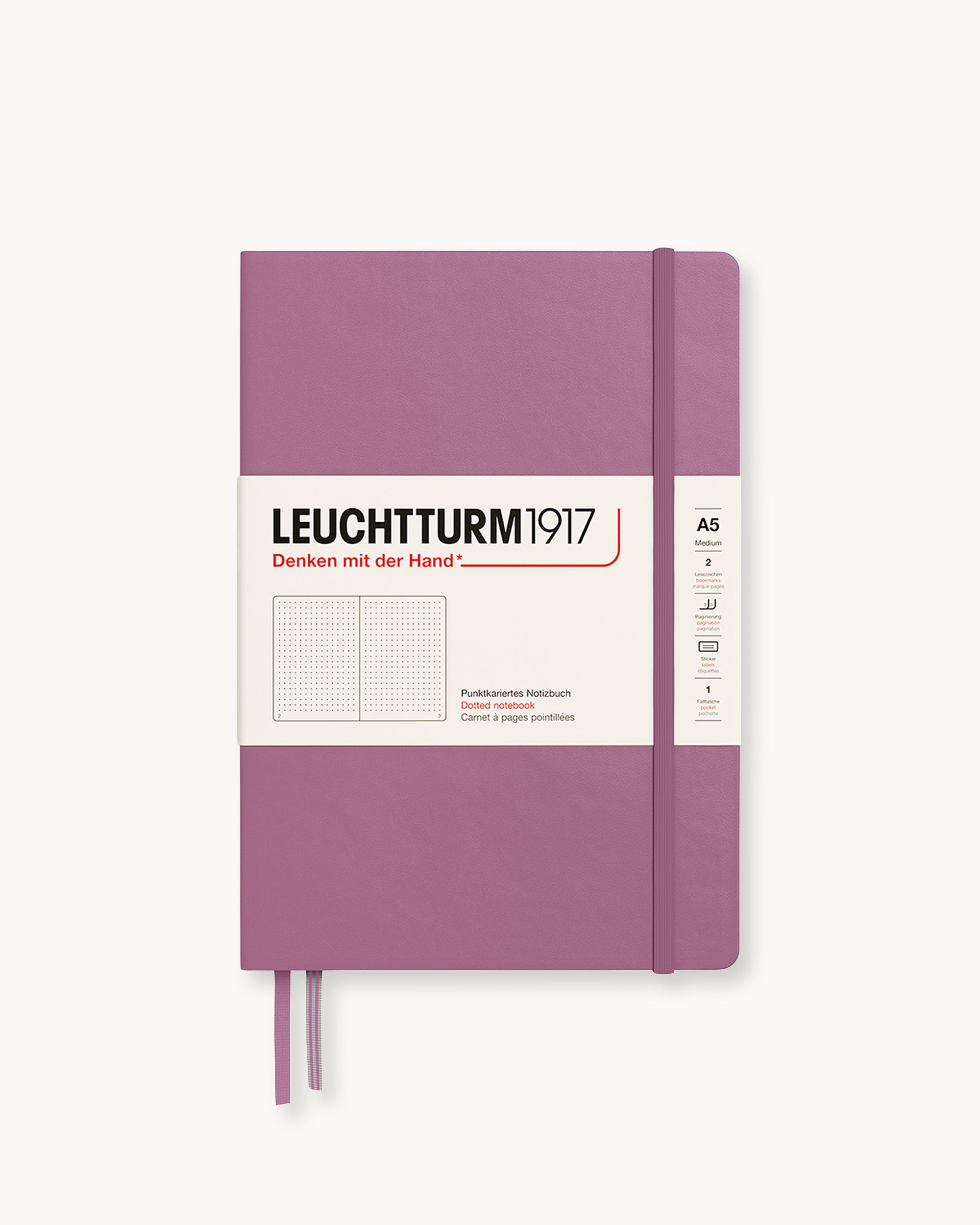 Leuchtturm1917 Hardcover Notebook Classic, pontozott lapos, Medium (A5) – Dusty Rose