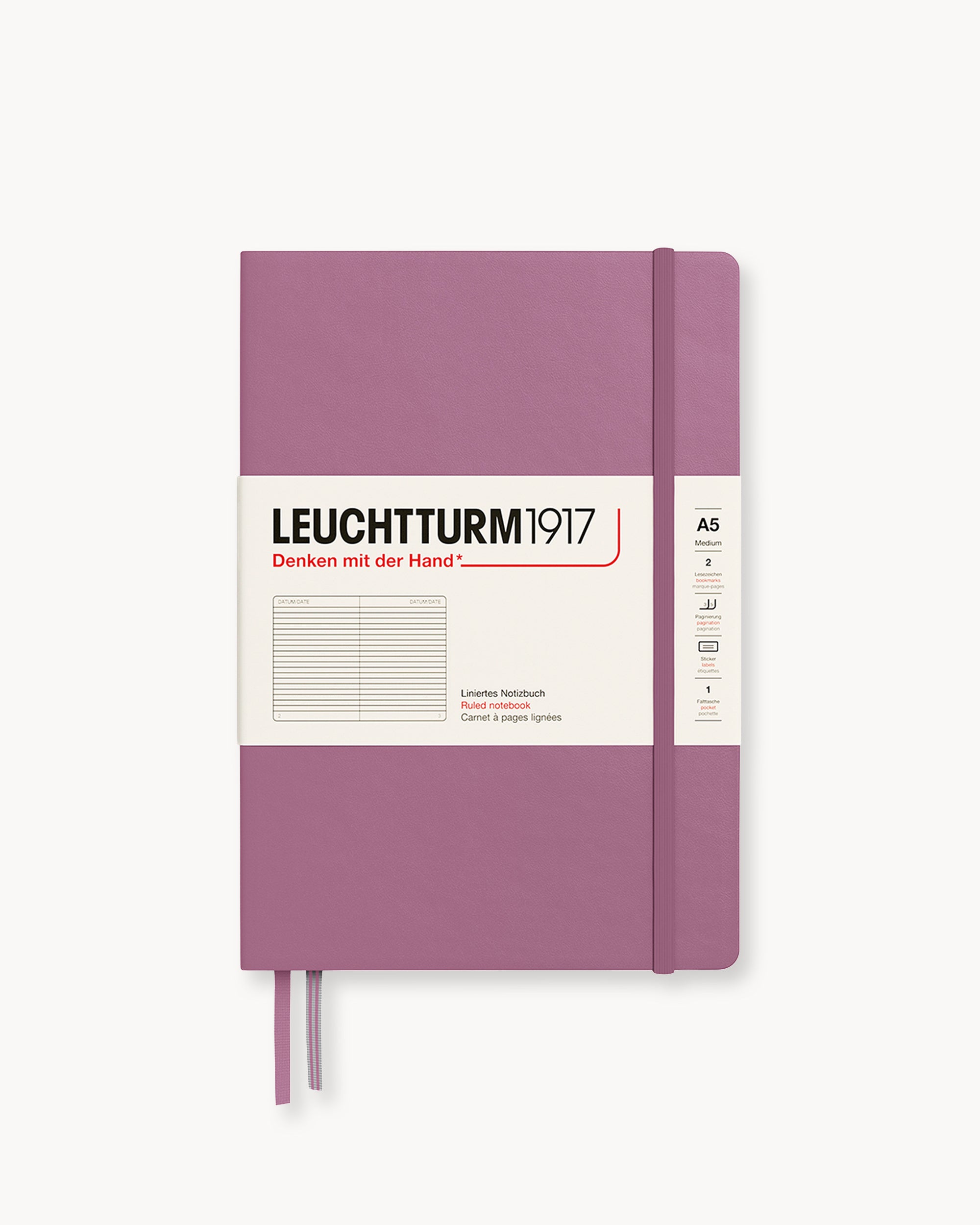 Leuchtturm1917 Hardcover Notebook Classic, vonalas, Medium (A5) – Dusty Rose