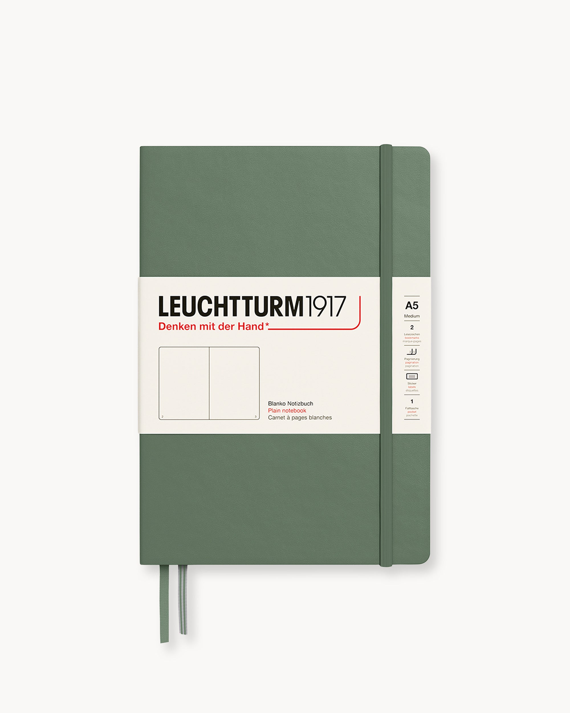 Leuchtturm1917 Hardcover Notebook Classic, sima lapos, Medium (A5) – Olive