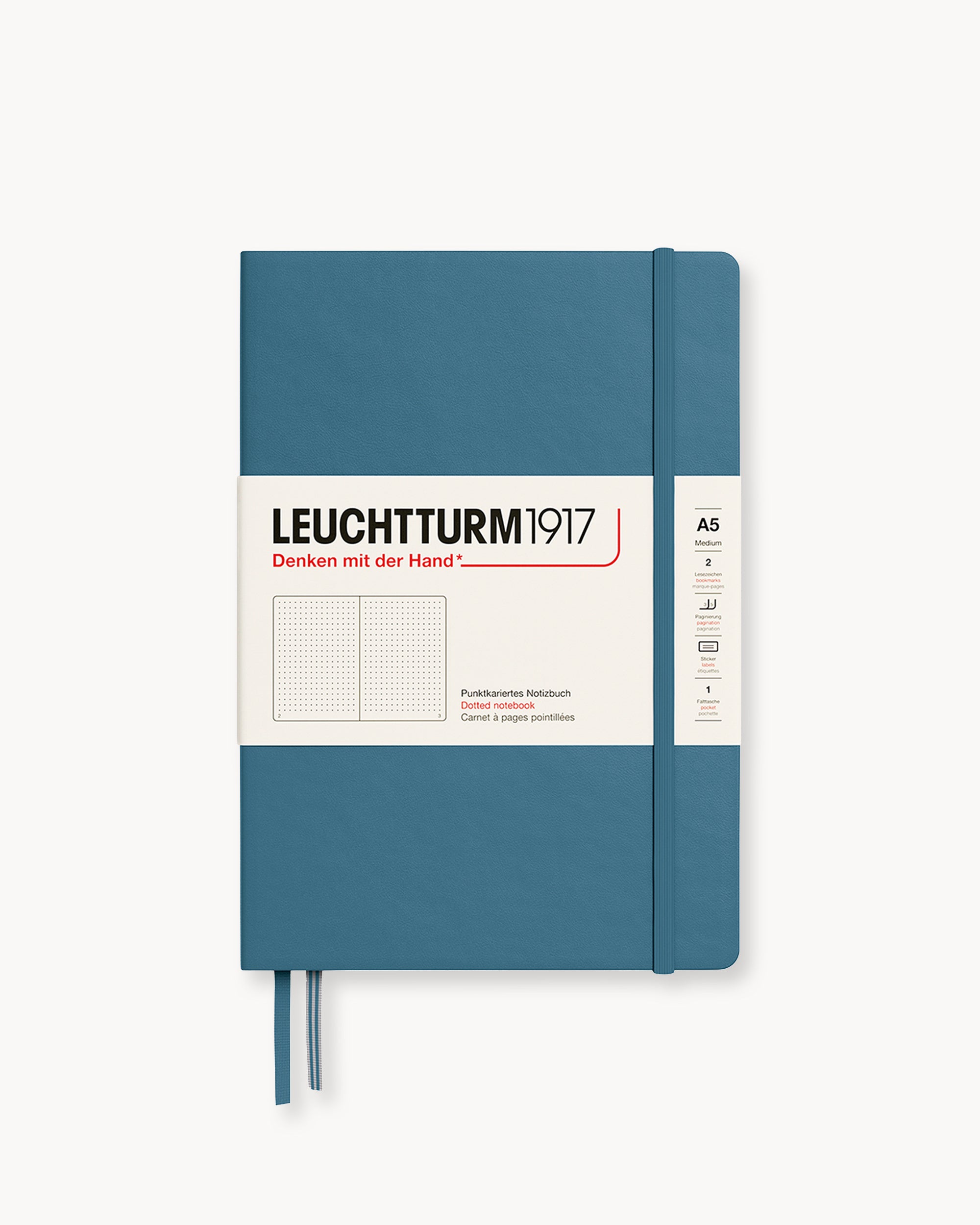 Leuchtturm1917 Hardcover Notebook Classic, pontozott lapos, Medium (A5) – Stone Blue