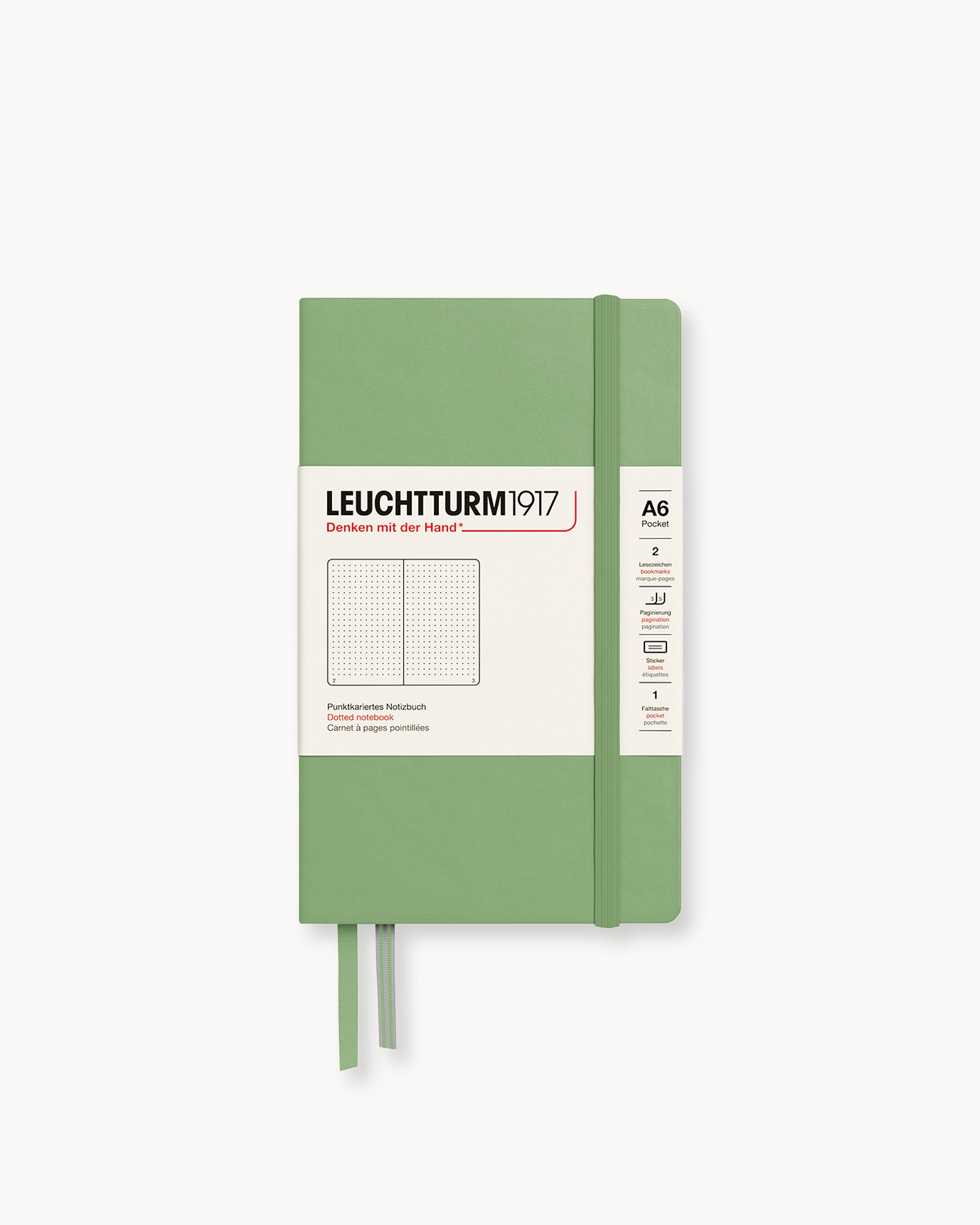 Leuchtturm1917 Hardcover Notebook Classic, pontozott lapos, Pocket (A6) – Sage