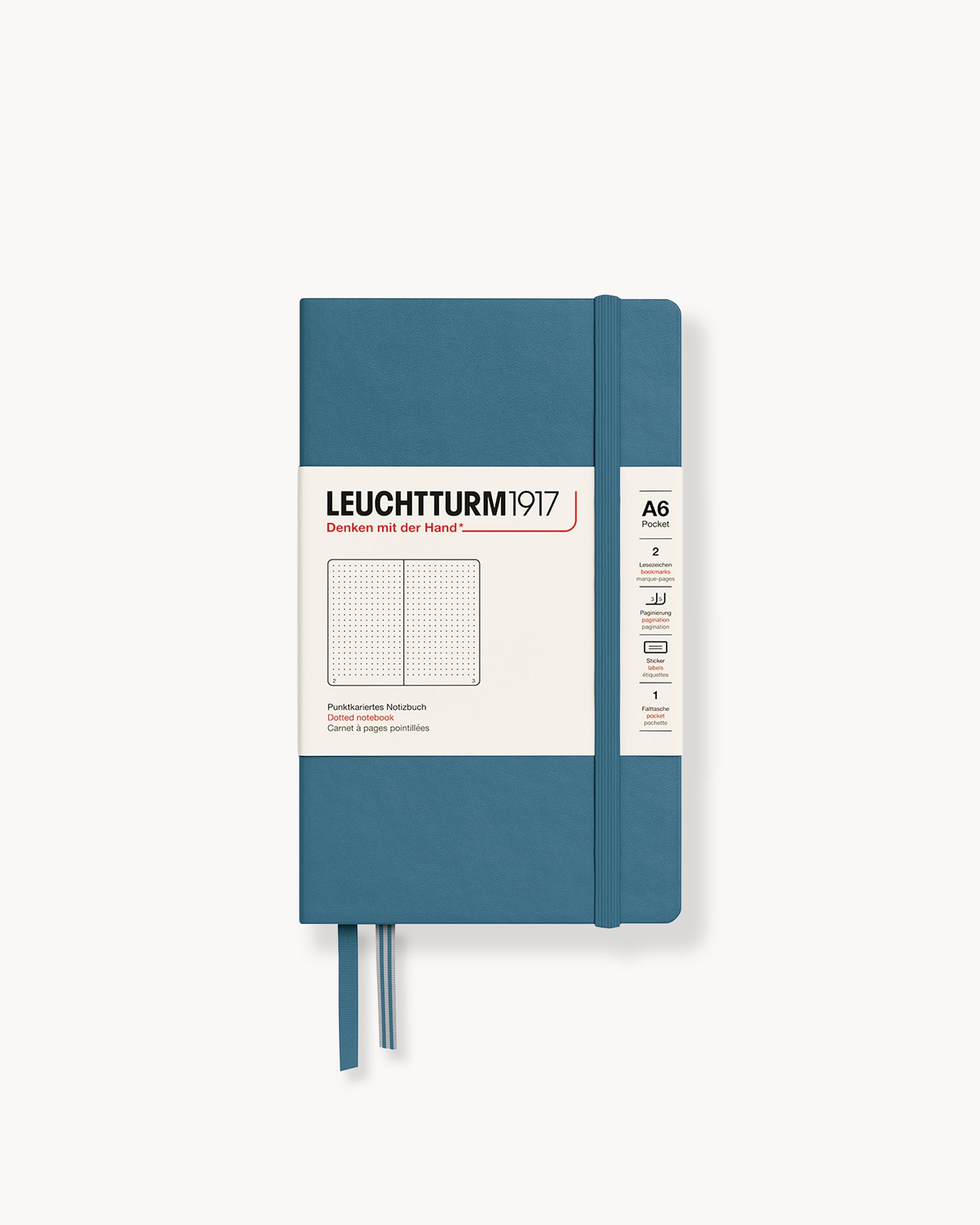 Leuchtturm1917 Hardcover Notebook Classic, pontozott lapos, Pocket (A6) – Stone Blue