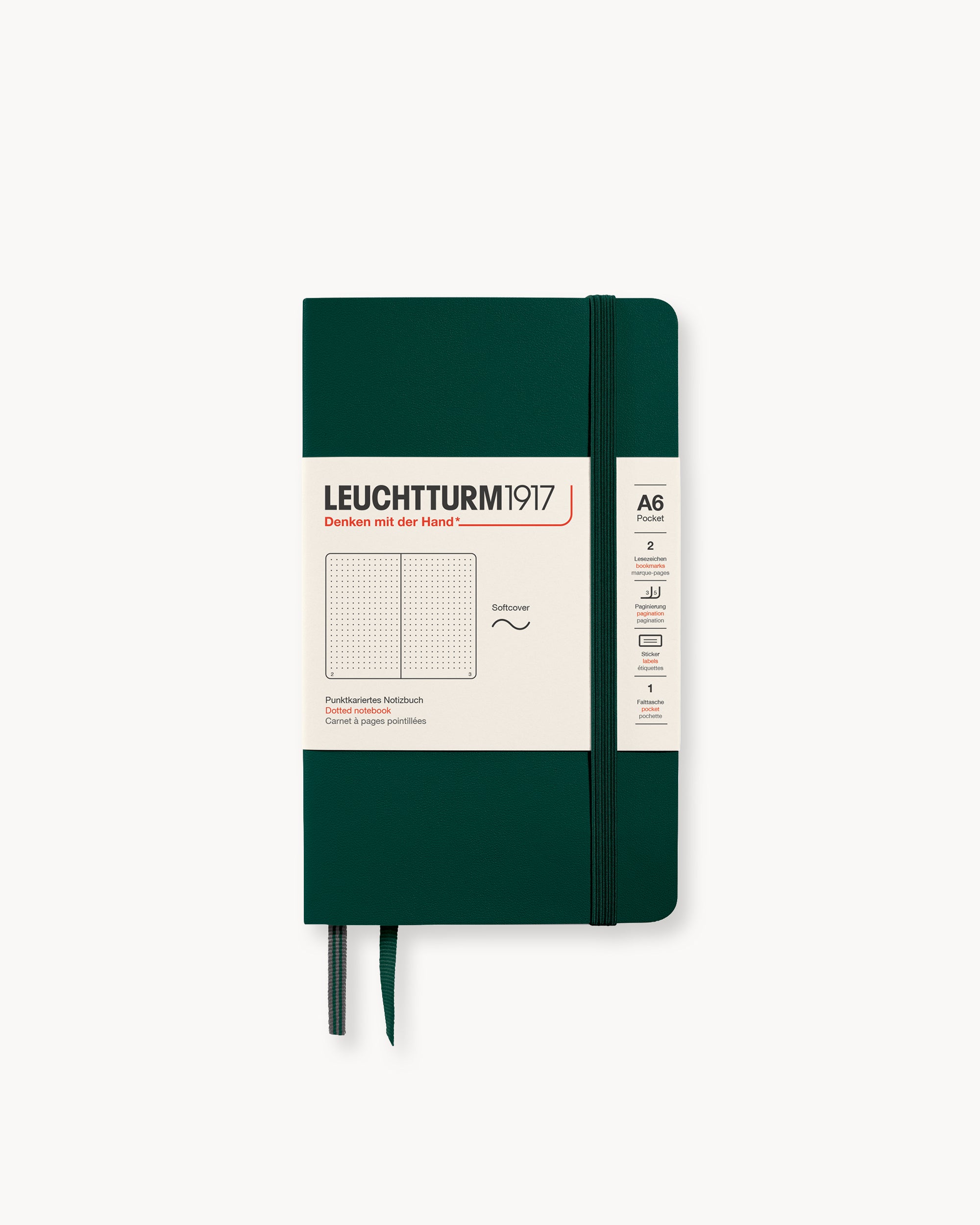 Leuchtturm1917 Softcover Notebook Classic, pontozott lapos, Pocket (A6) – Forest Green