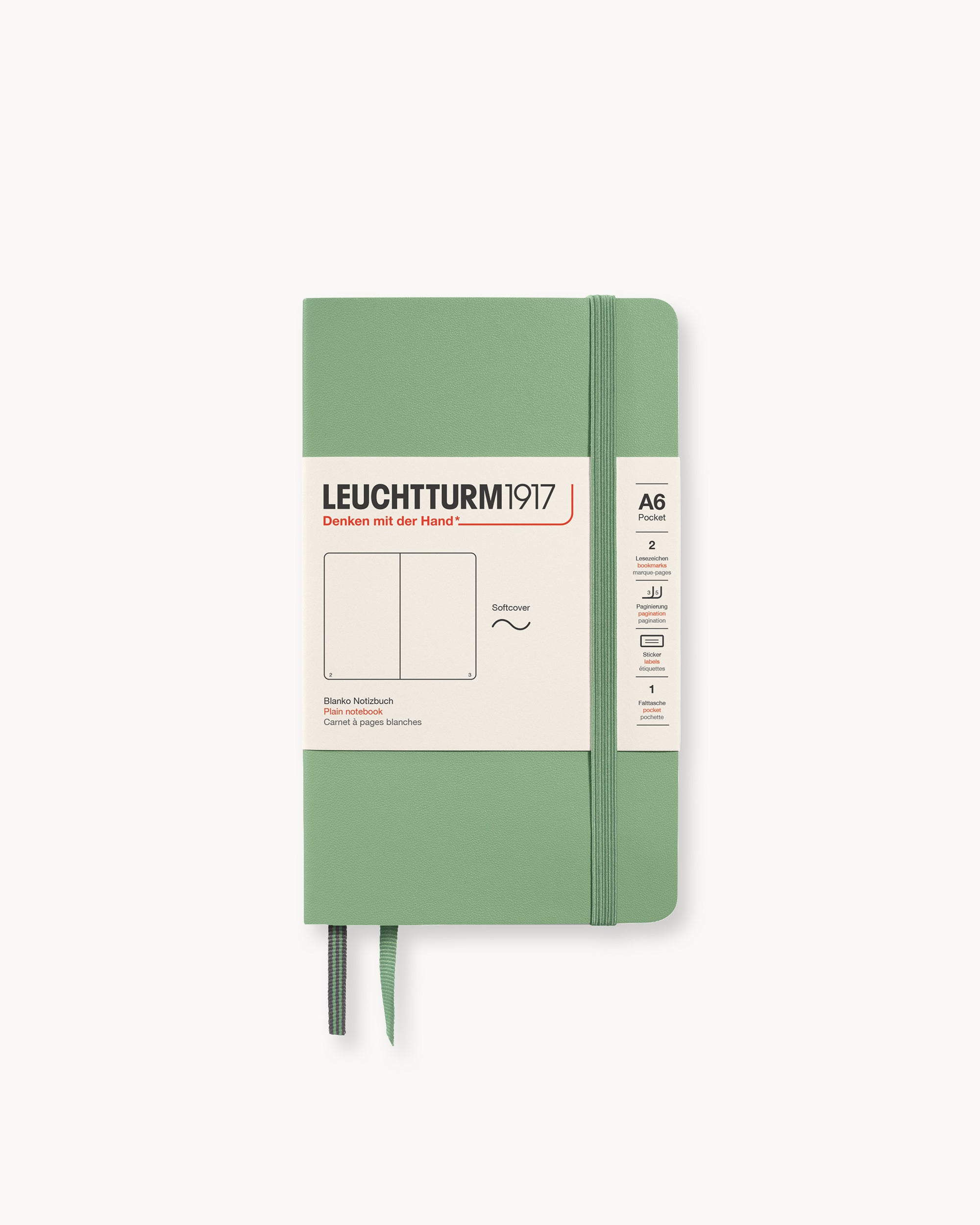 Leuchtturm1917 Softcover Notebook Classic, sima lapos, Pocket (A6) – Sage
