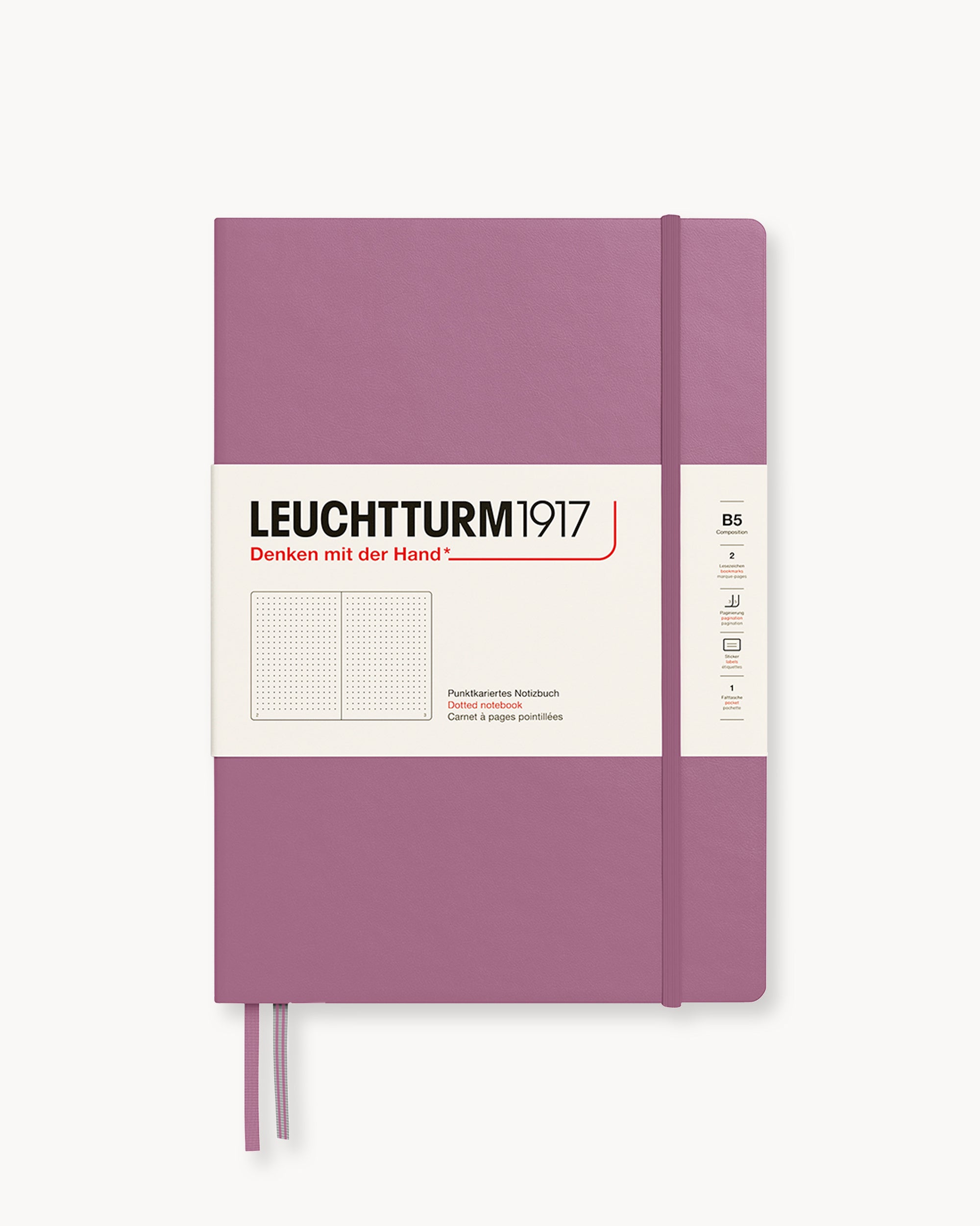 Leuchtturm1917 Hardcover Notebook Classic, pontozott lapos, Composition (B5) – Dusty Rose