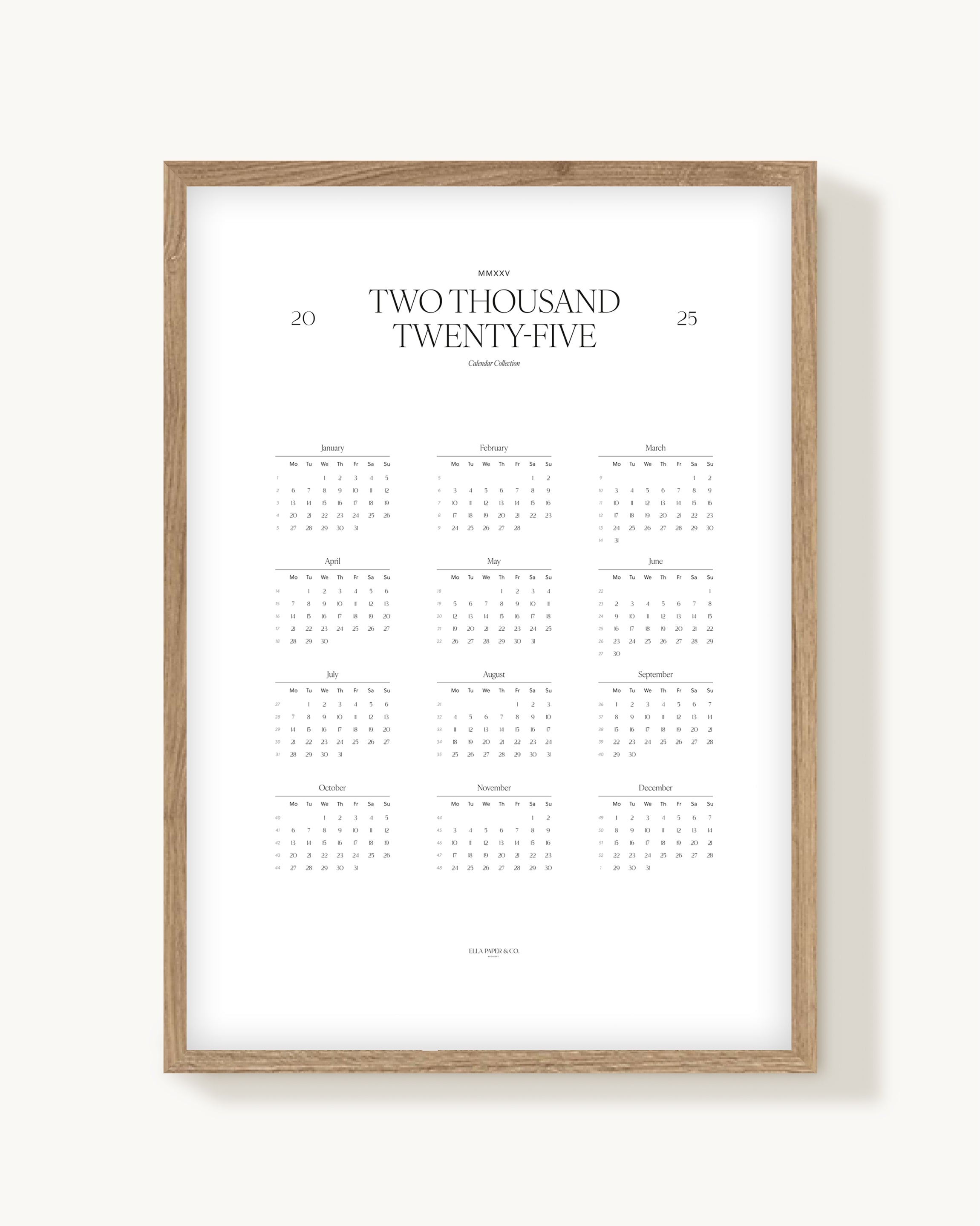2025 Calendar Poster, 30x40 cm