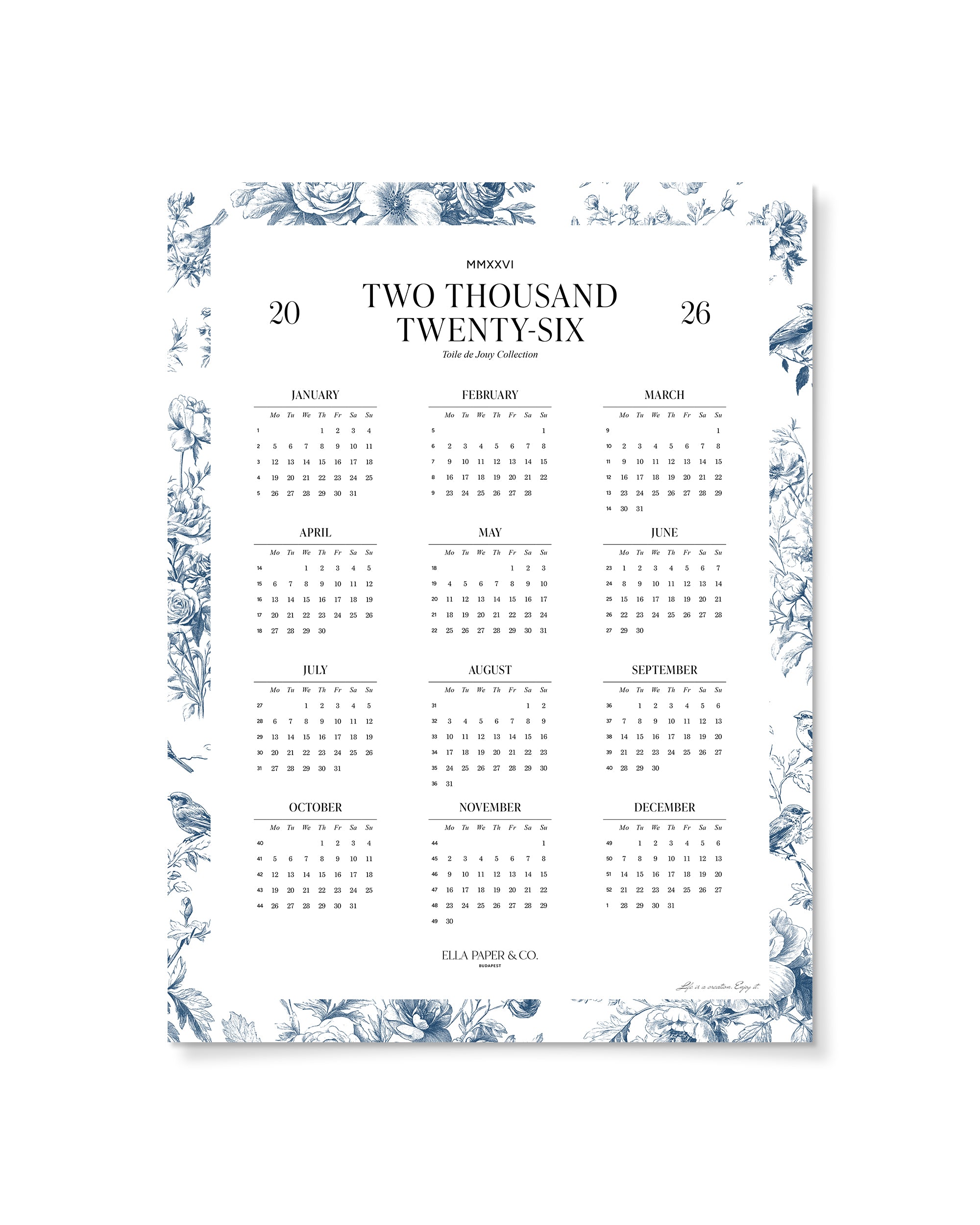 2026 Naptárposzter Toile de Jouy - CLASSIC BLUE