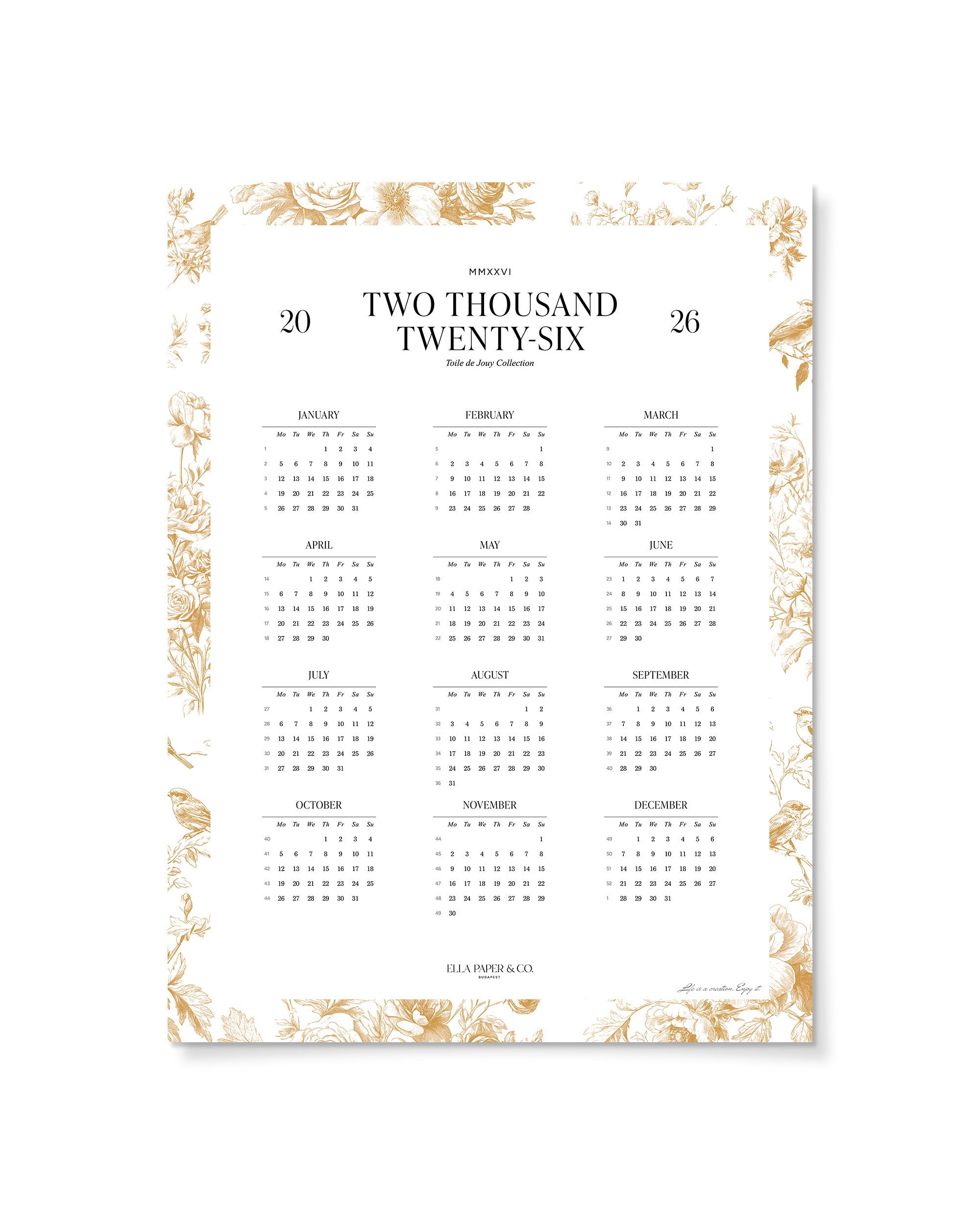 2026 Naptárposzter Toile de Jouy - COGNAC BROWN