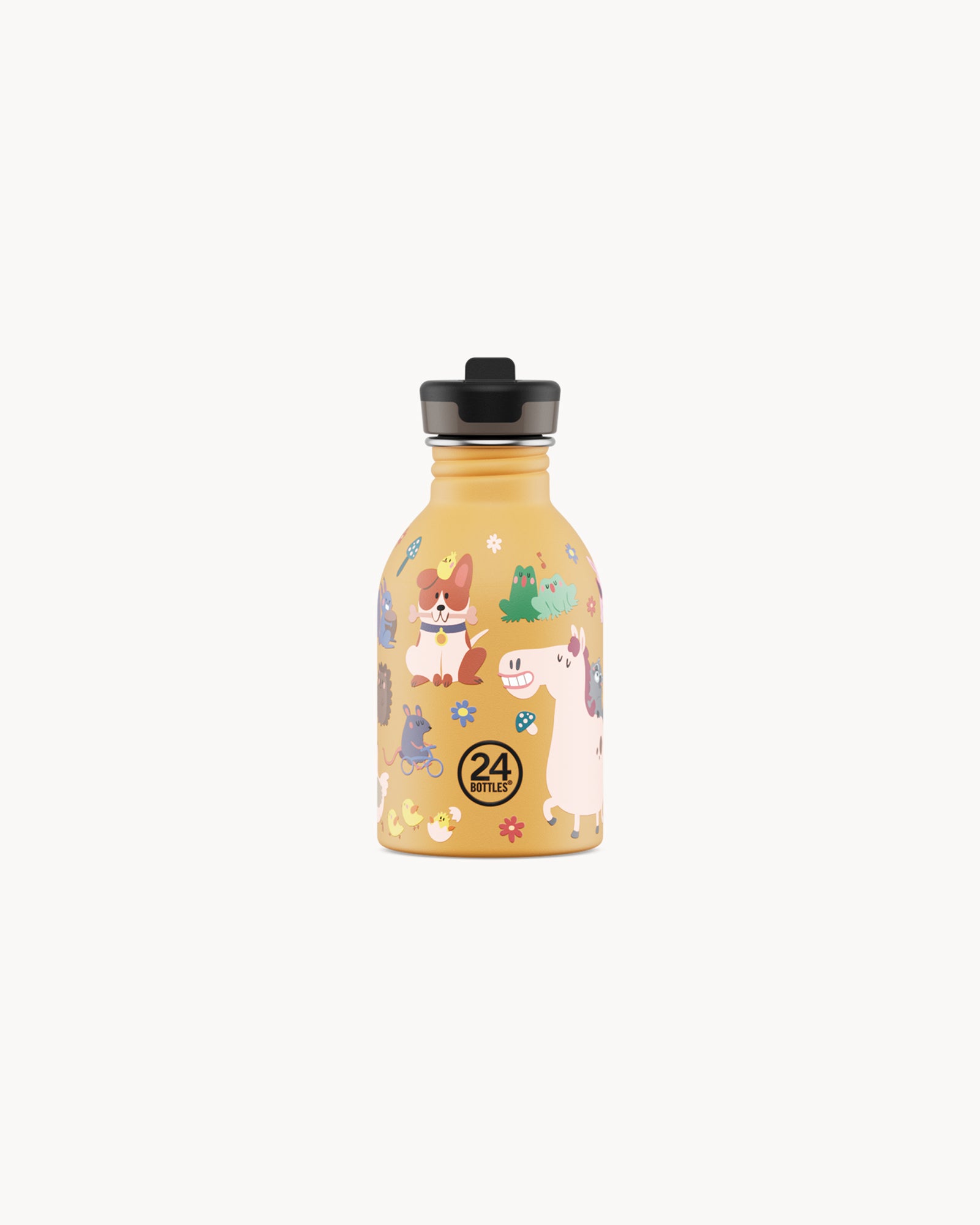 24Bottles Kids 250 ml rozsdamentes acél kulacs szívószálas kupakkal - Farm Friends