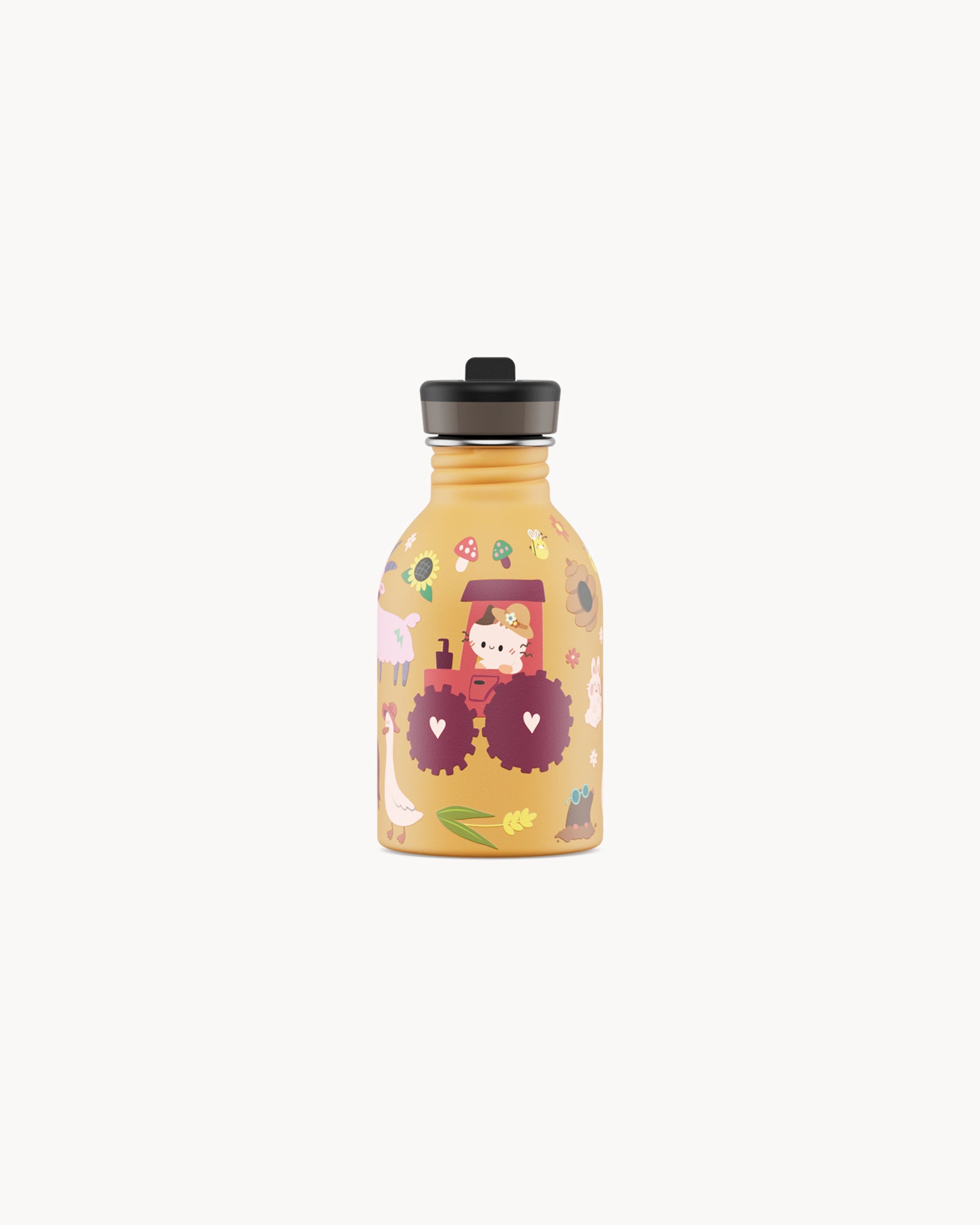 24Bottles Kids 250 ml rozsdamentes acél kulacs szívószálas kupakkal - Farm Friends