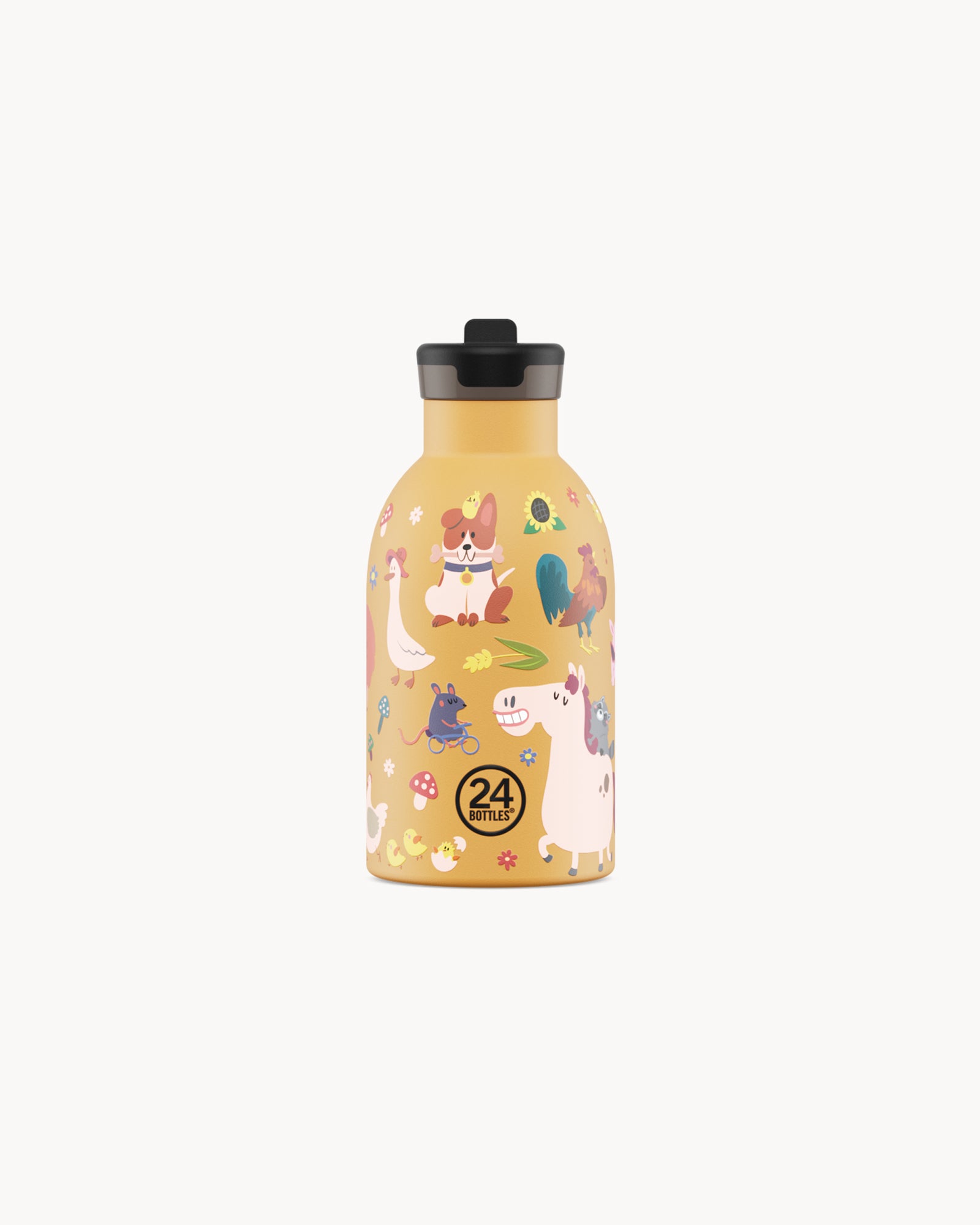 24Bottles Kids 330 ml rozsdamentes acél termosz szívószálas kupakkal - Farm Friends