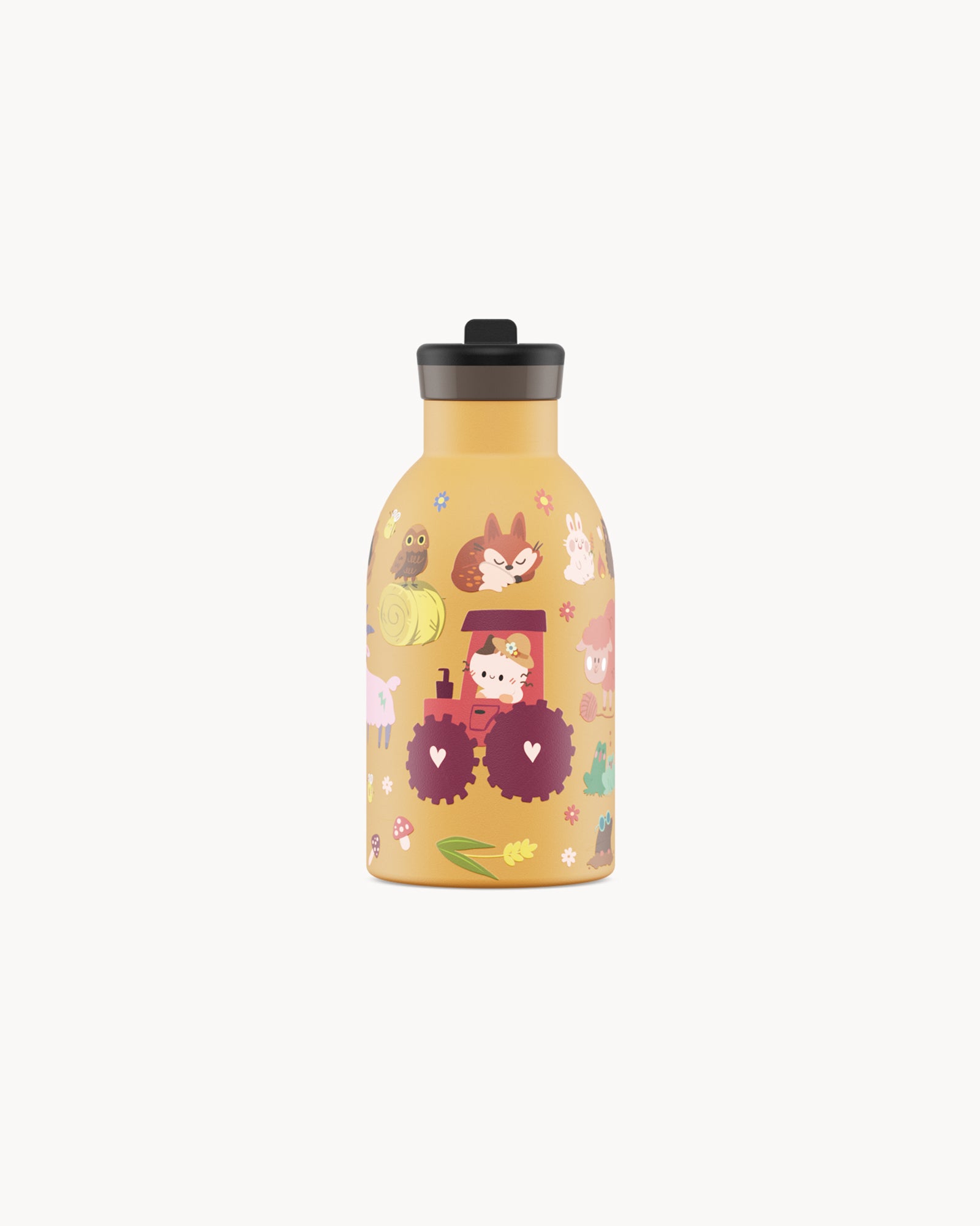24Bottles Kids 330 ml rozsdamentes acél termosz szívószálas kupakkal - Farm Friends