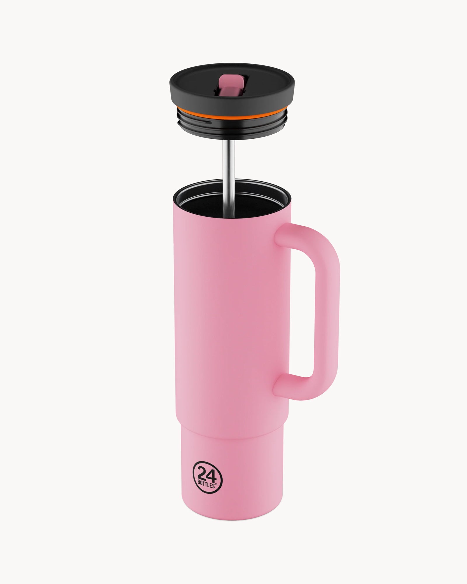24Bottles Straw Cup 800 ml rozsdamentes acél bögre szívószállal - Flamingo