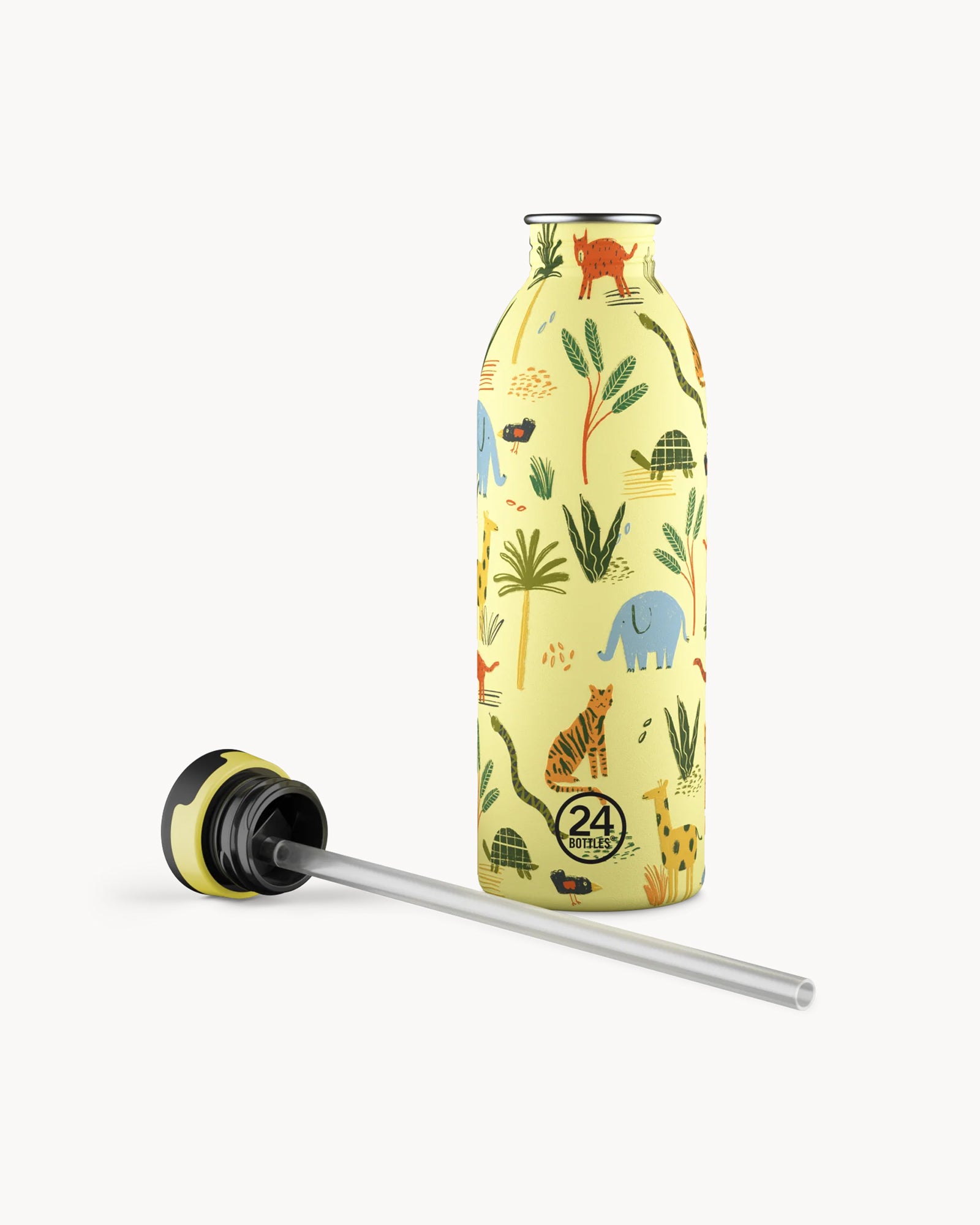 24Bottles Kids 500 ml rozsdamentes acél kulacs szívószálas kupakkal - Jungle Friends