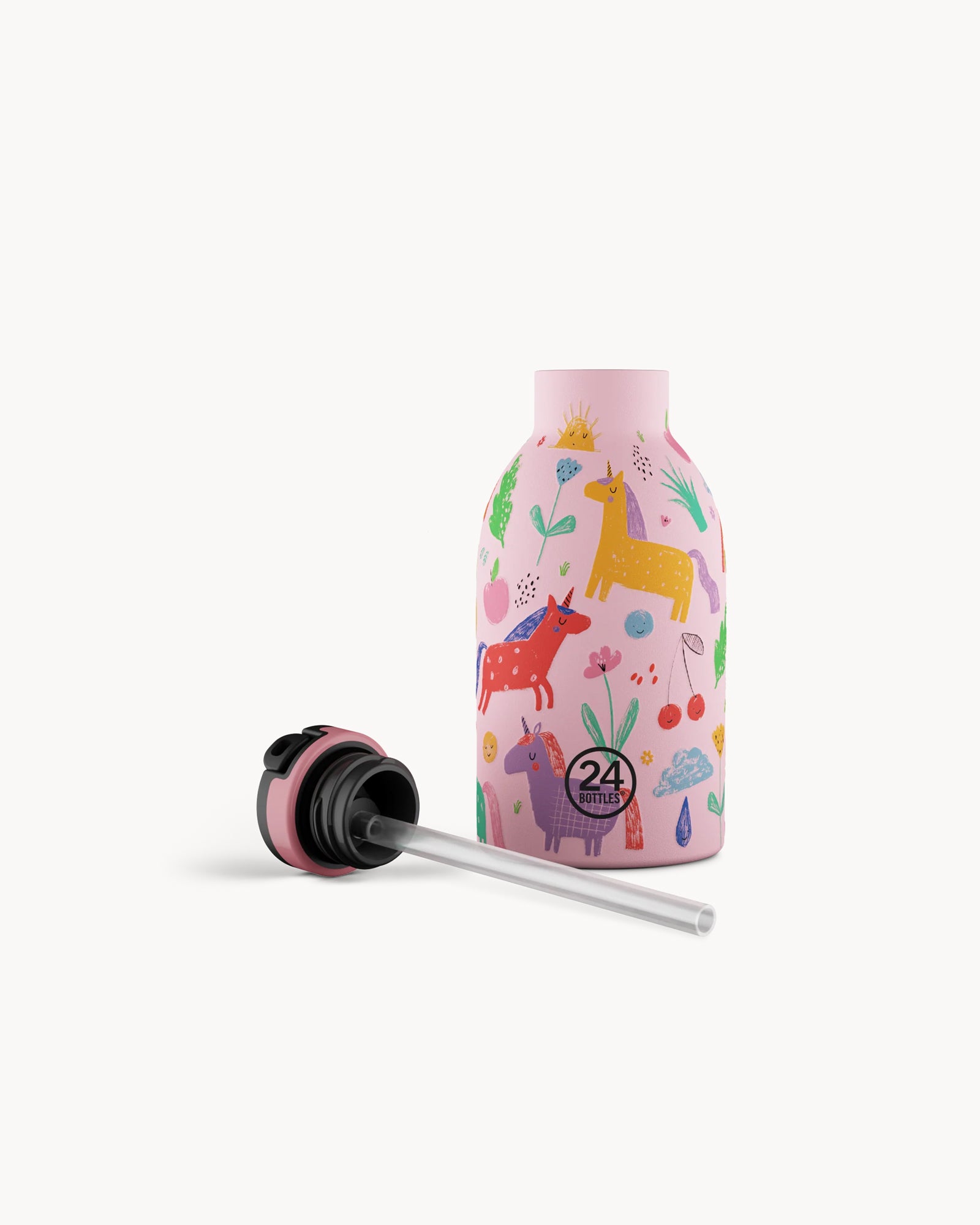 24Bottles Kids 330 ml rozsdamentes acél termosz szívószálas kupakkal - Magic Friends