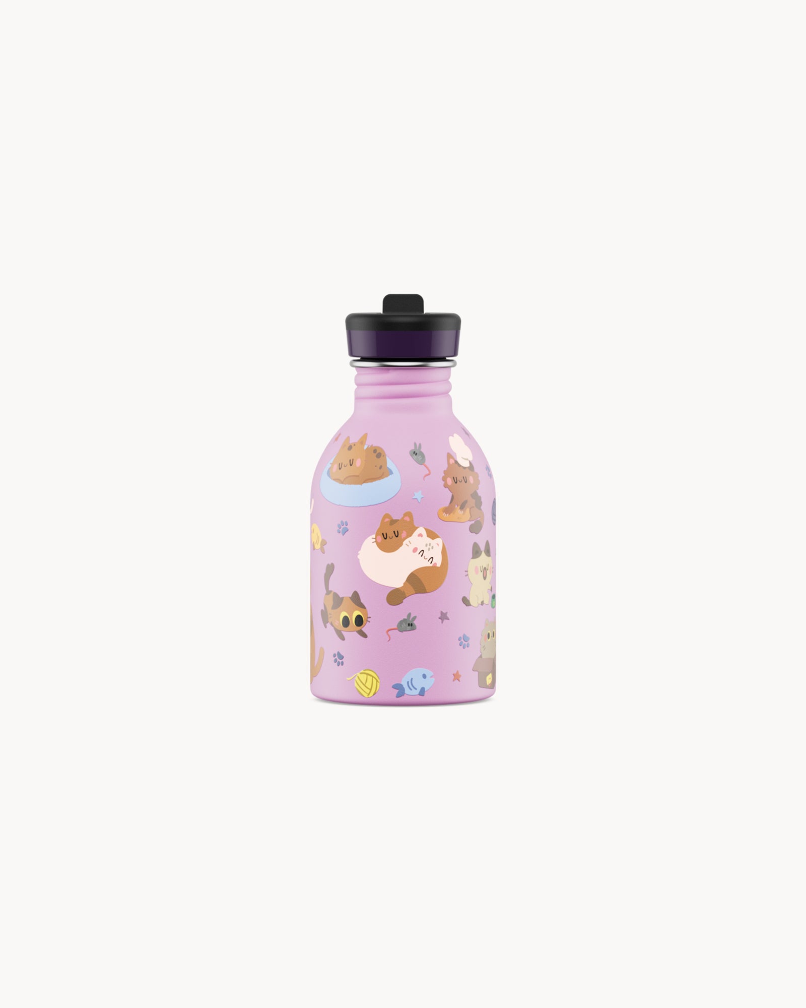 24Bottles Kids 250 ml rozsdamentes acél kulacs szívószálas kupakkal - Meow Friends