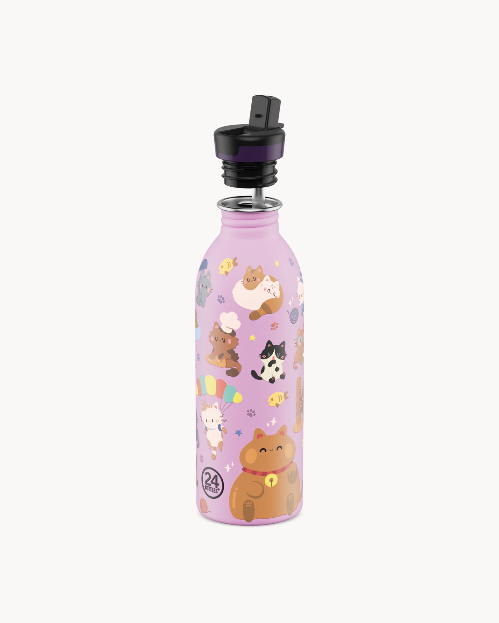 24Bottles Kids 500 ml rozsdamentes acél kulacs szívószálas kupakkal - Meow Friends