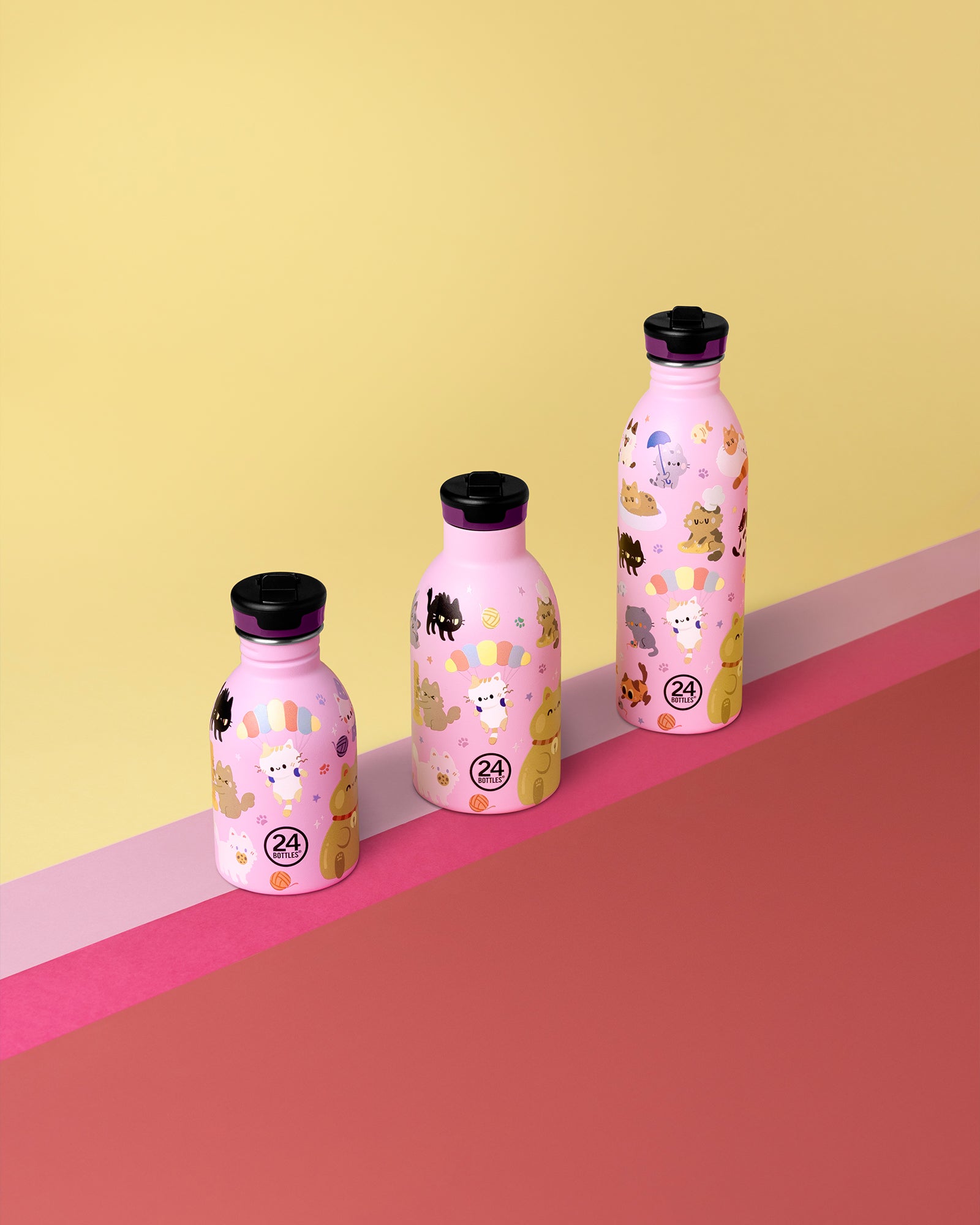 24Bottles Kids 500 ml rozsdamentes acél kulacs szívószálas kupakkal - Meow Friends