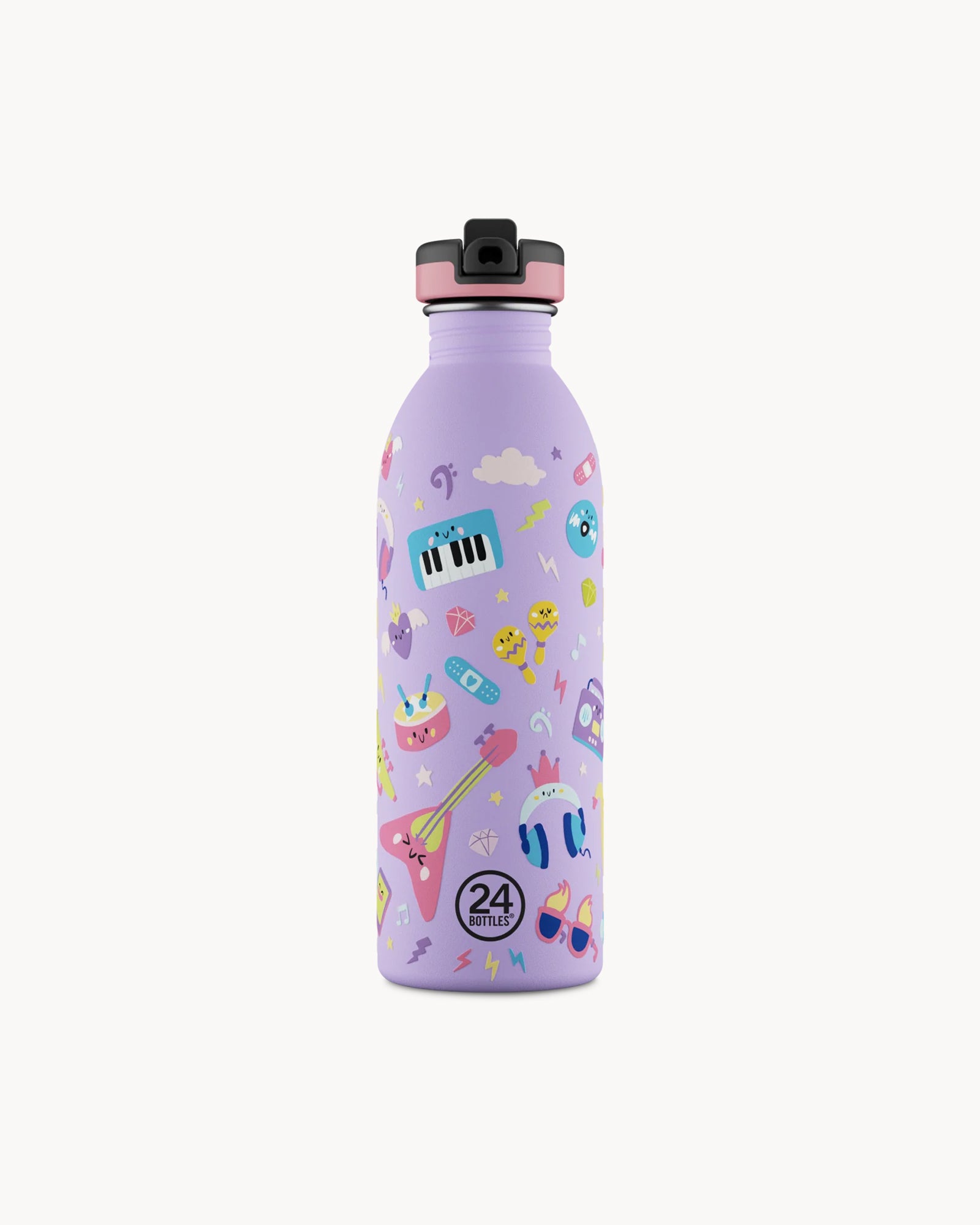 24Bottles Kids 500 ml rozsdamentes acél kulacs szívószálas kupakkal - Music Friends