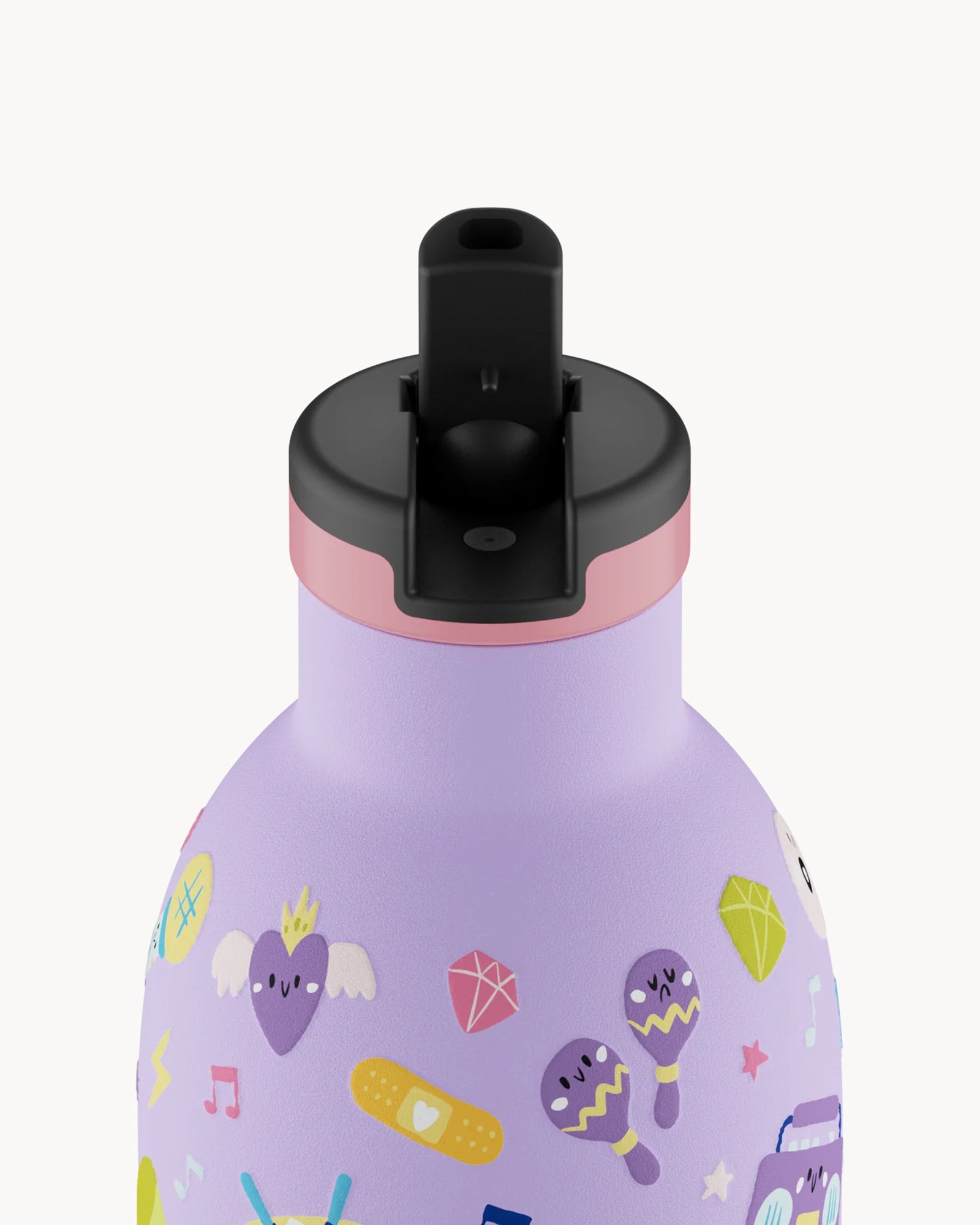 24Bottles Kids 330 ml rozsdamentes acél termosz szívószálas kupakkal - Music Friends