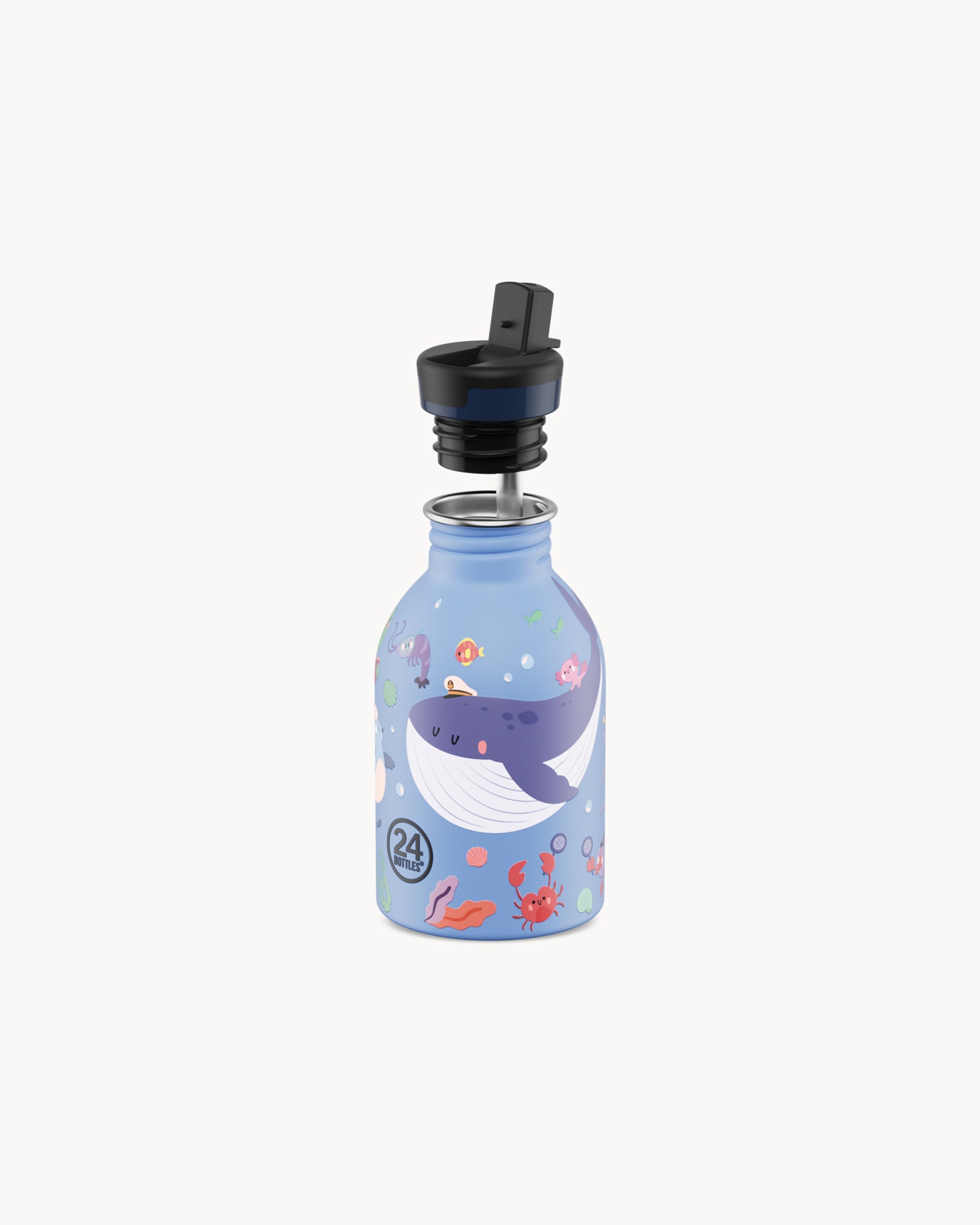 24Bottles Kids 250 ml rozsdamentes acél kulacs szívószálas kupakkal - Ocean Friends